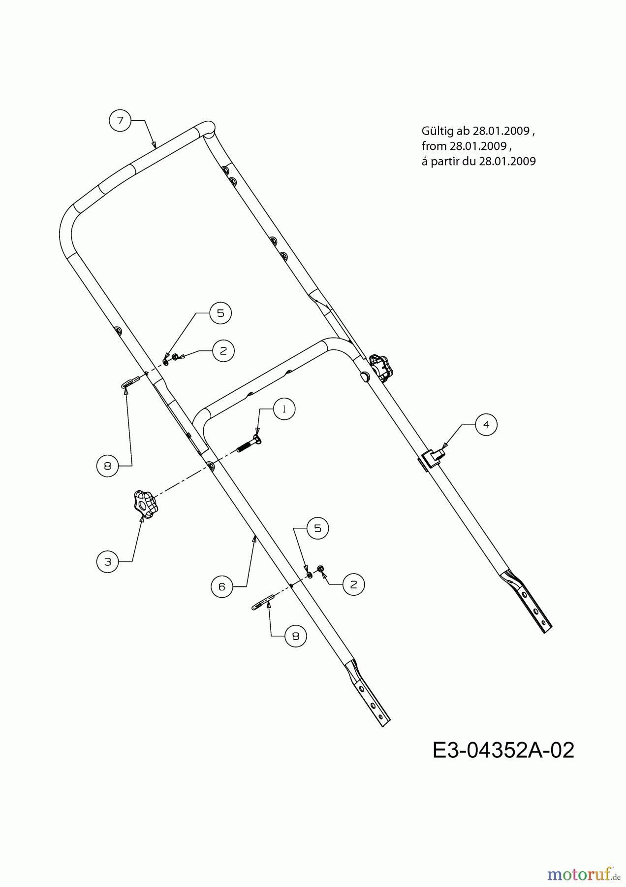  MTD Motormäher mit Antrieb SPK 53 HW 12AI867D678  (2009) Holm gültig ab 28.01.2009