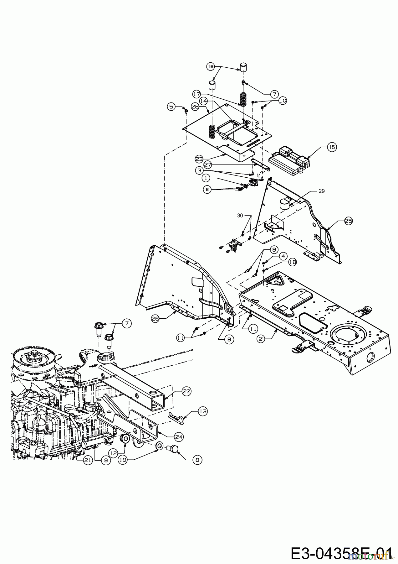  Gutbrod Rasentraktoren GLX 92 RHLK 13DG51GE690  (2012) Anhängekupplung, Rahmen