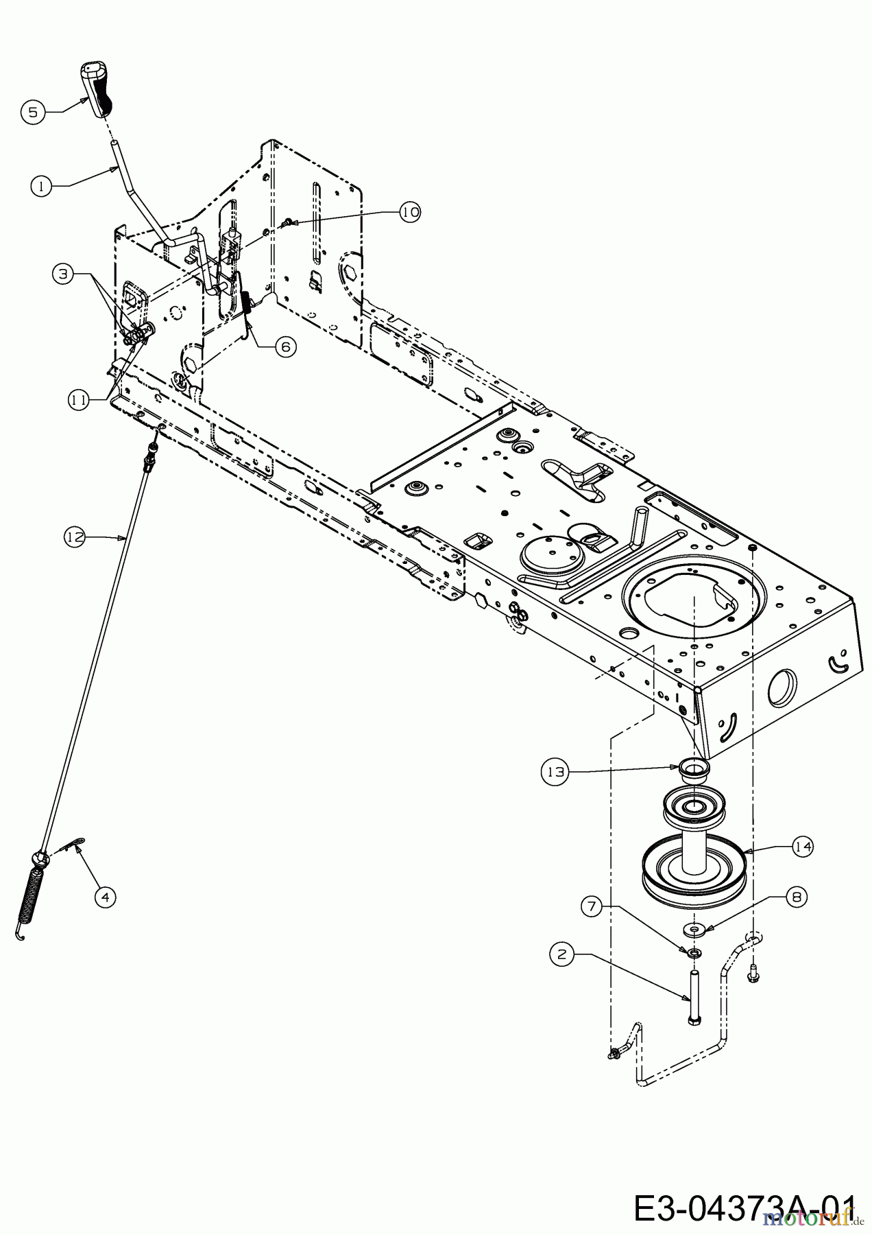 Staub Rasentraktoren SAEL 108/15,5 H 13AM79KG632 (2009) Mähwerkseinschaltung, Motorkeilriemenscheibe