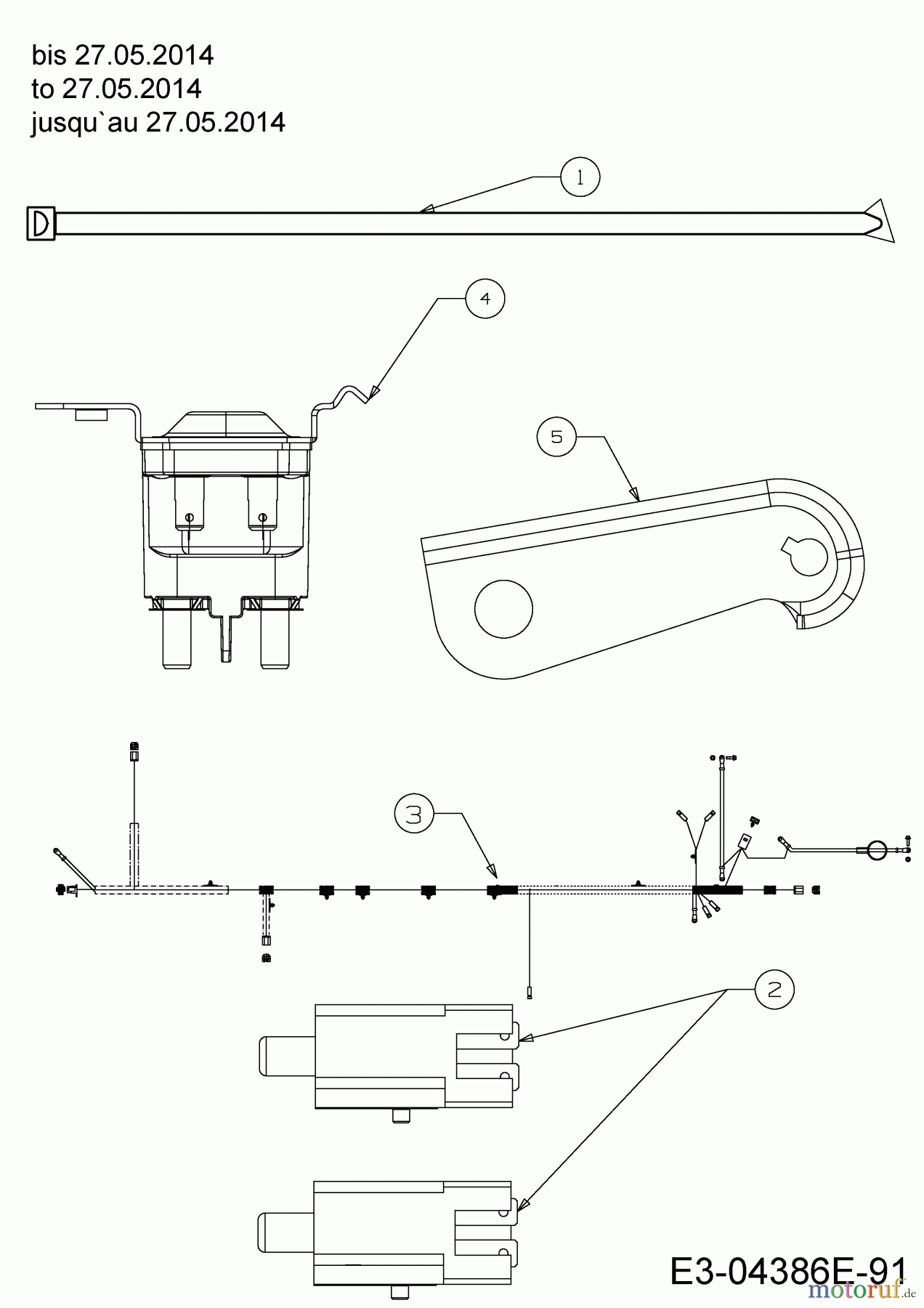 MTD Rasentraktoren 145/96 SD 13HM765F635 (2014) Elektroteile bis 27.05.2014