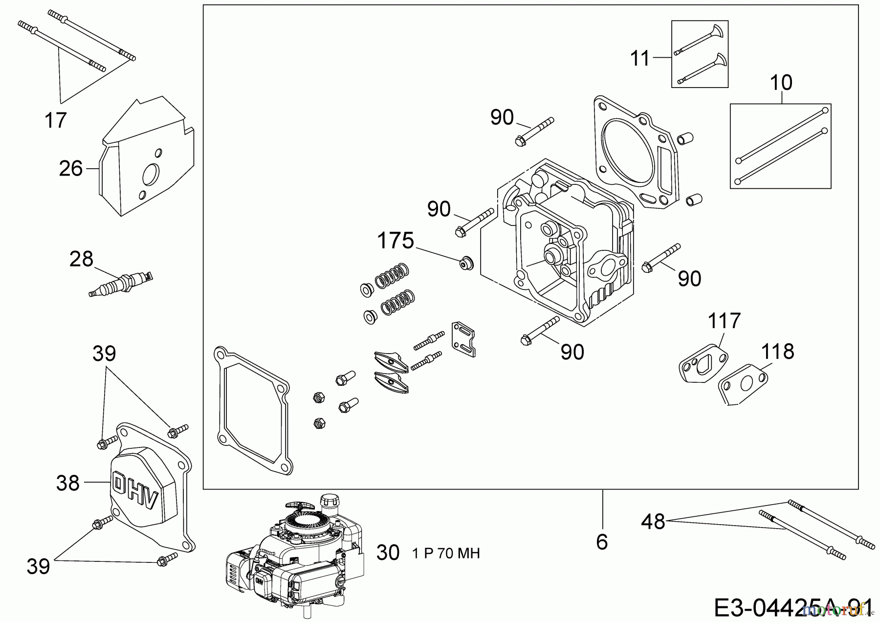  MTD-Motoren Vertikal 1P70MH 752Z1P70MH  (2008) Zylinderkopf
