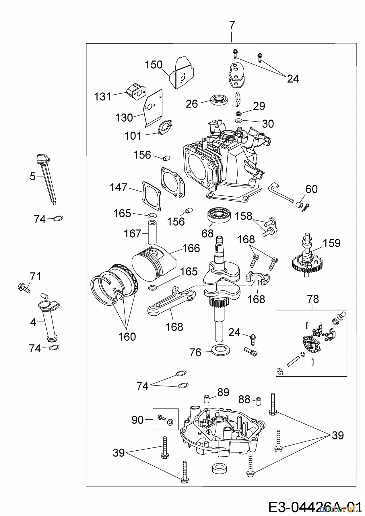 MTD-Motoren MTD vertikal 1 P 70 FWA 752Z1P70FWA (2007) Short Block