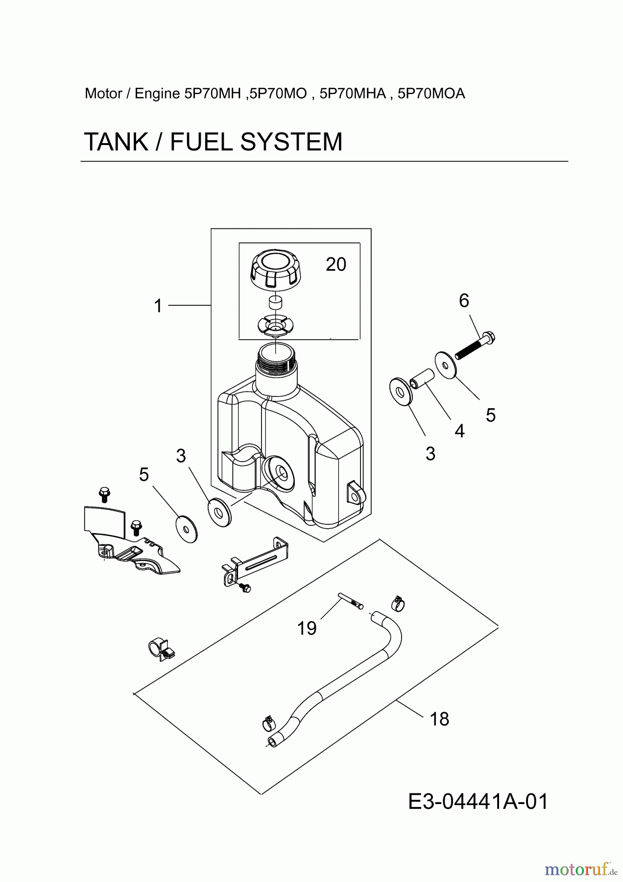 Wolf-Garten Benzinmotoren MTD 5 P 70 MH 752Z5P70MH (2009) Tank