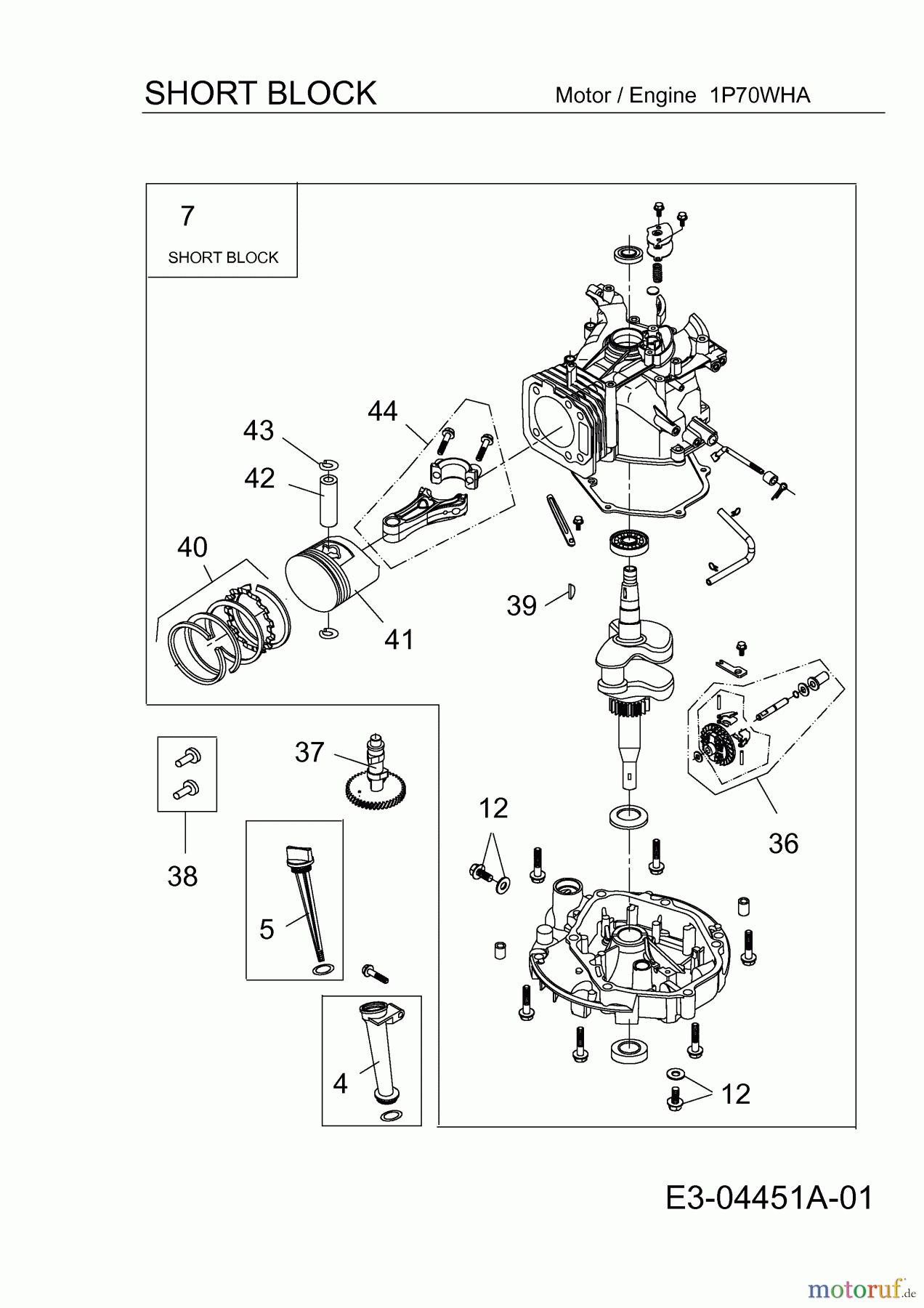 MTD-Motoren MTD vertikal 1 P 70 WHA 752Z1P70WHA (2009) Short Block