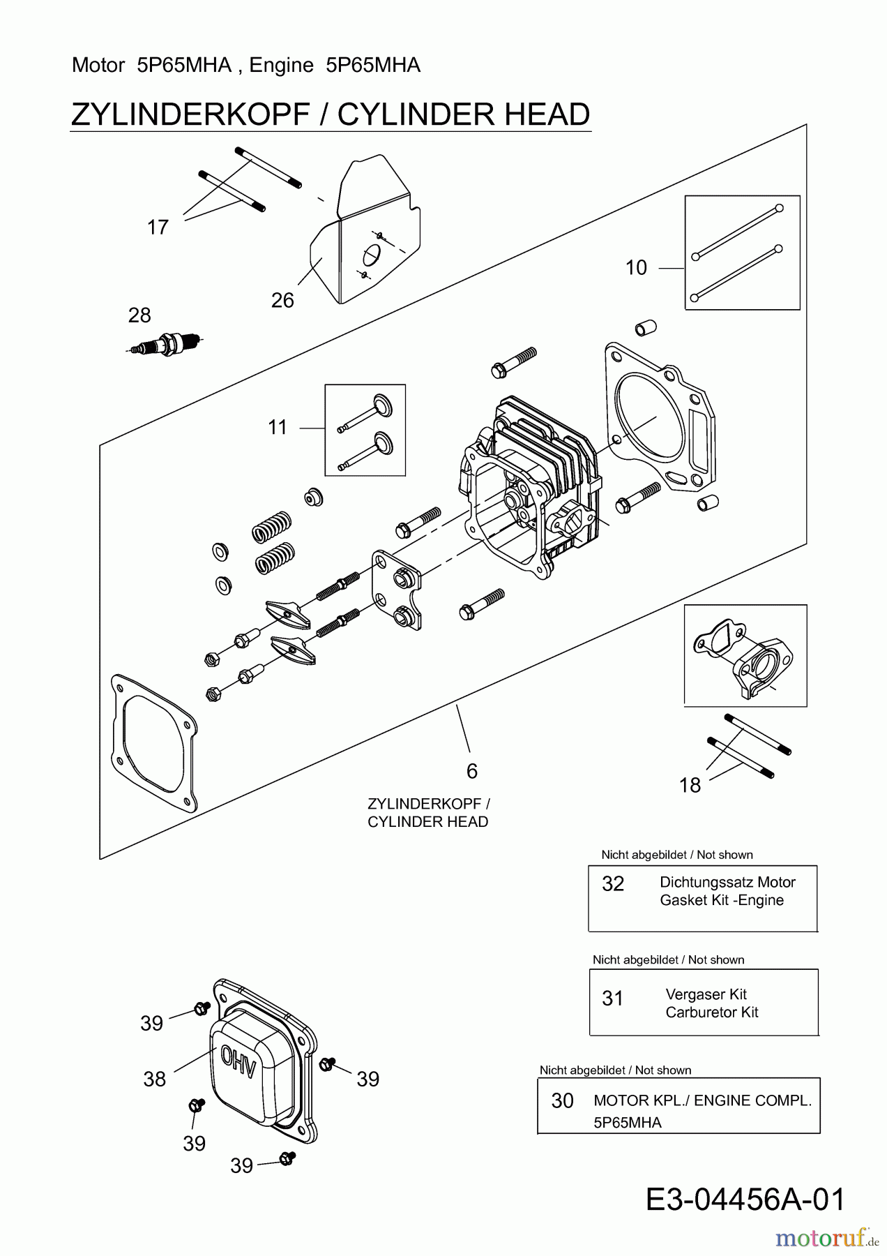  Wolf-Garten Benzinmotoren MTD 5 P 65 MHA 752Z5P65MHA  (2009) Zylinderkopf