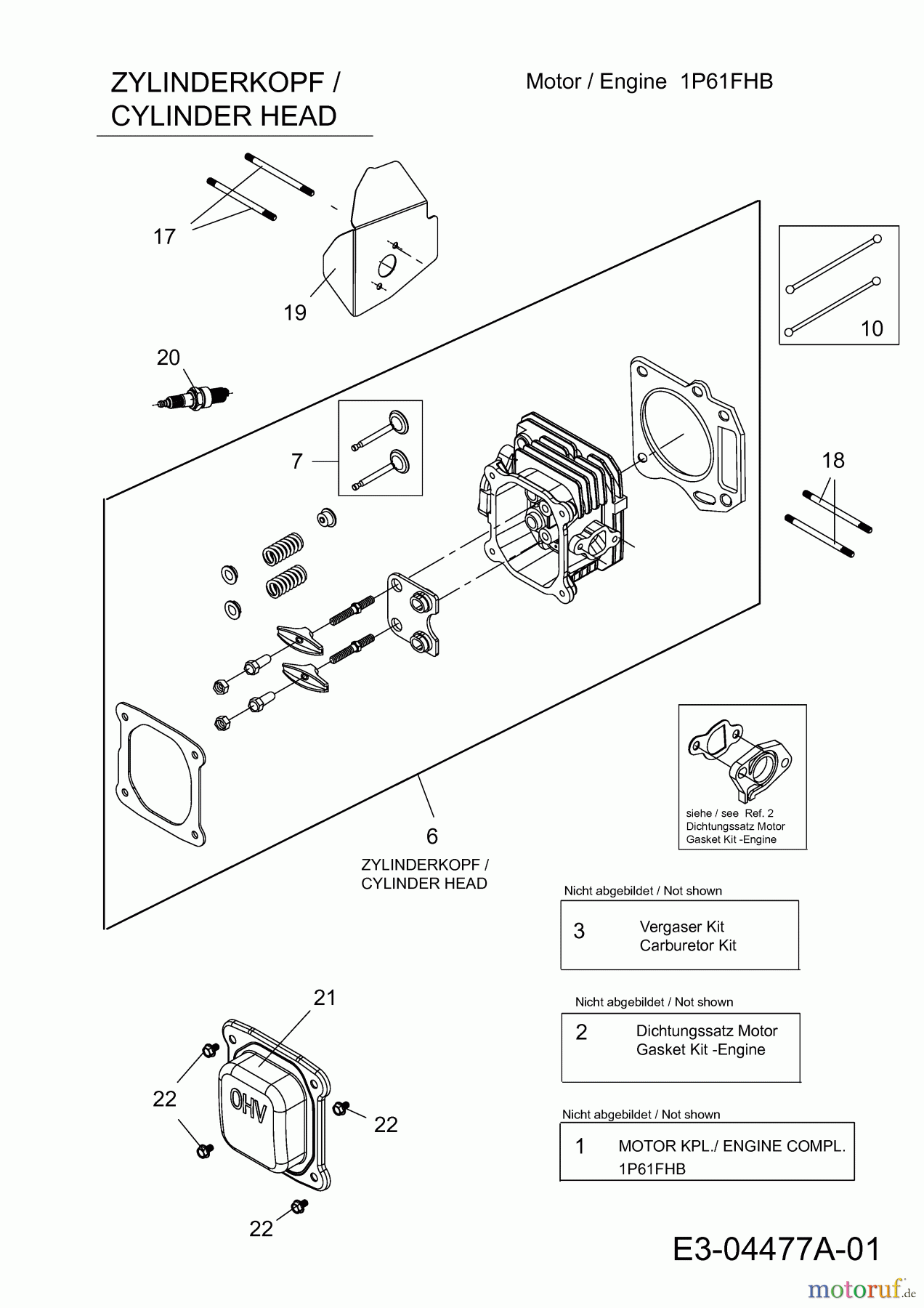Wolf-Garten Benzinmotoren MTD 1 P 61 FHB 752Z1P61FHB (2010) Zylinderkopf