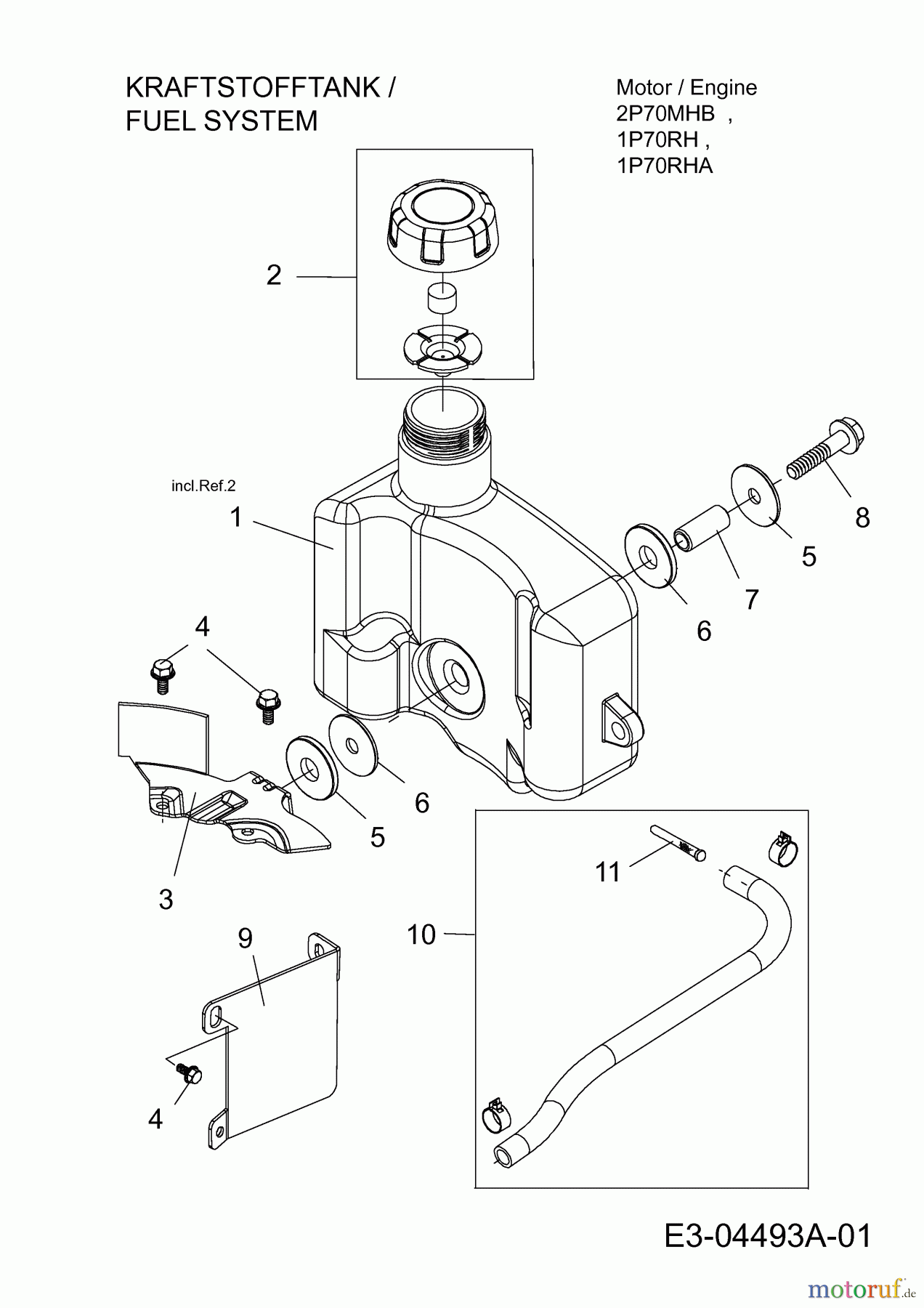 Wolf-Garten Benzinmotoren MTD 1 P 70 RH 752Z1P70RH (2011) Tank