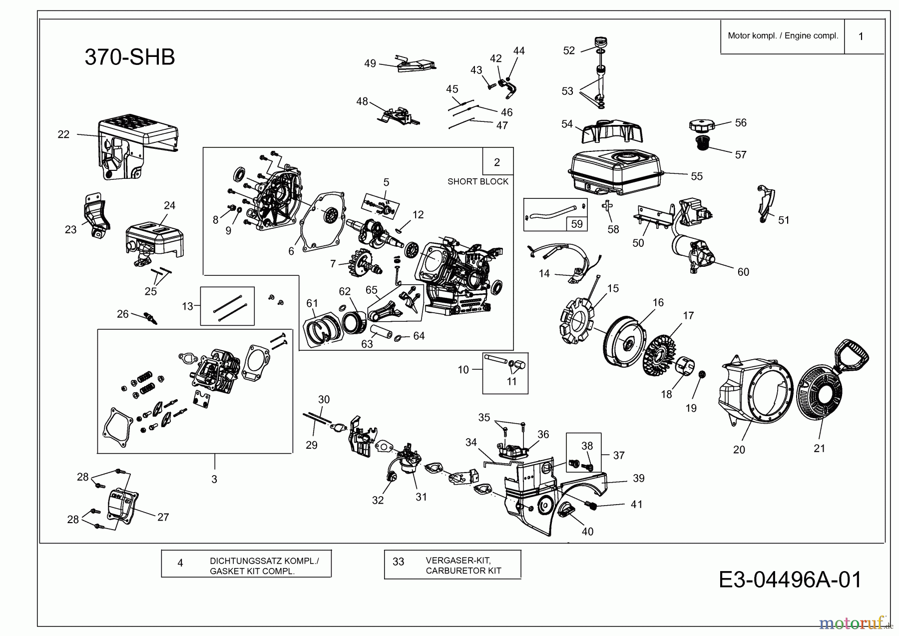 MTD-Motoren Horizontal 370-SHB 752Z370-SHB (2010) Motor