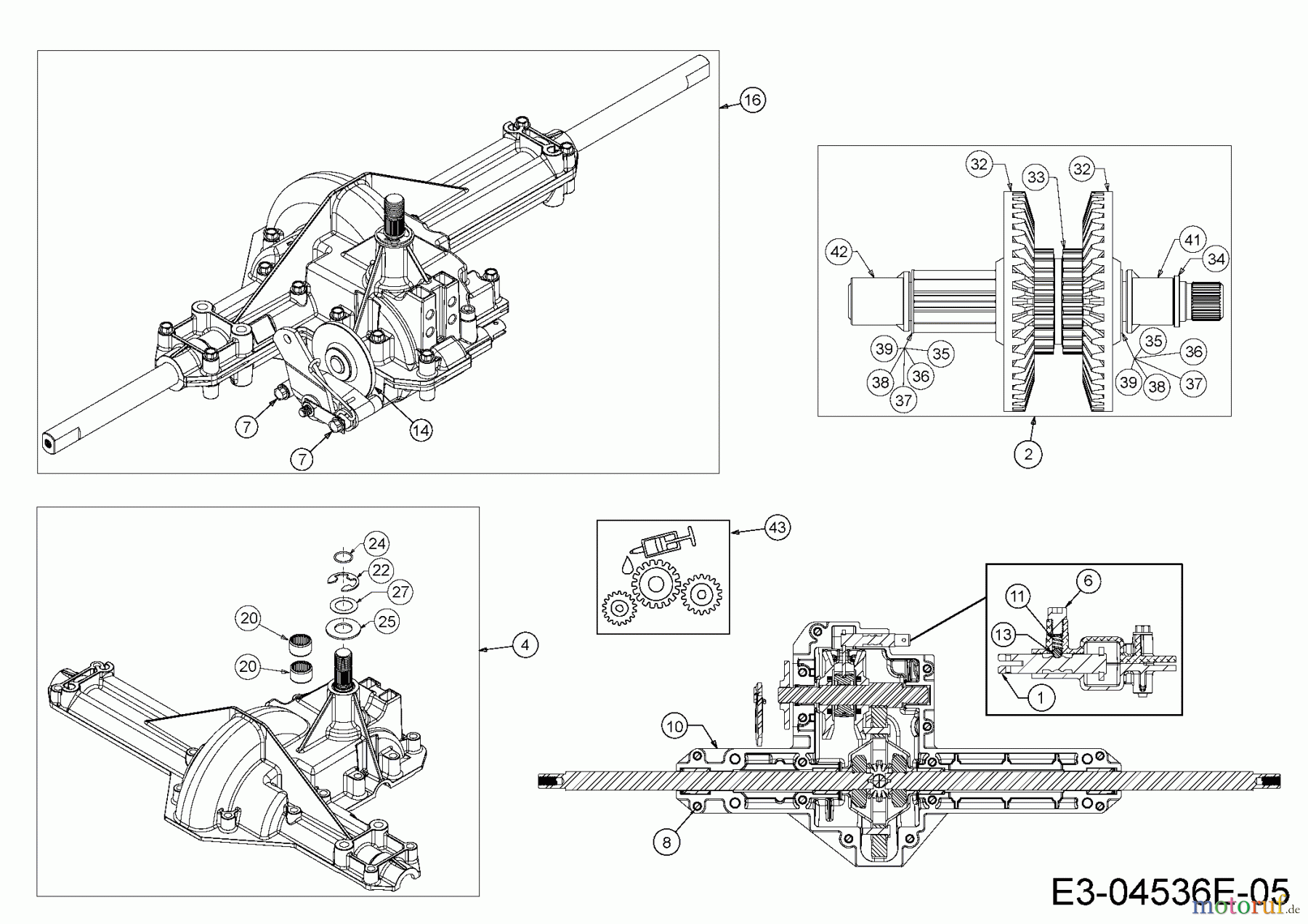 Cub Cadet Rasentraktoren CC 1016 AF 13BD90AF603 (2016) Getriebe 618-04566A