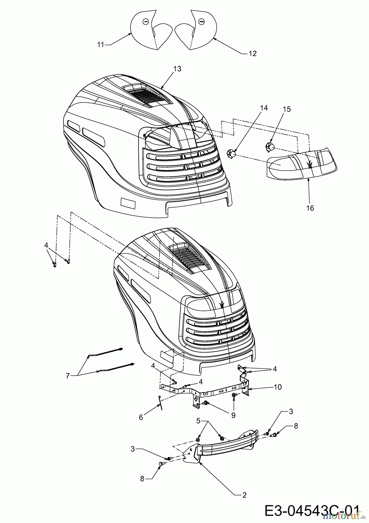  Massey Ferguson Rasentraktoren MF 42-18 ASD 13AD90CG695  (2013) Motorhaube Massey Ferguson