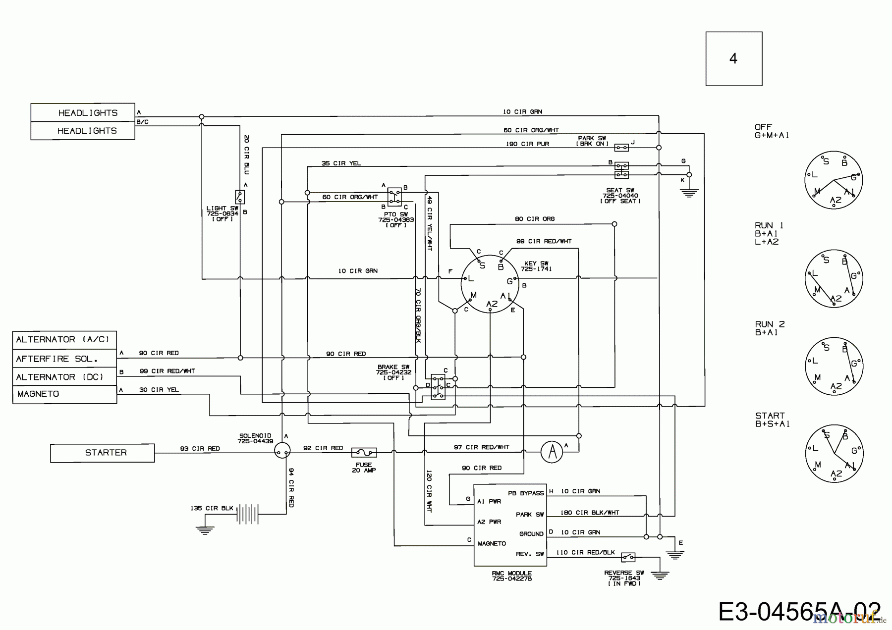  Verts Loisirs Rasentraktoren VLK2 22H107 N 13AF91TG417  (2009) Schaltplan