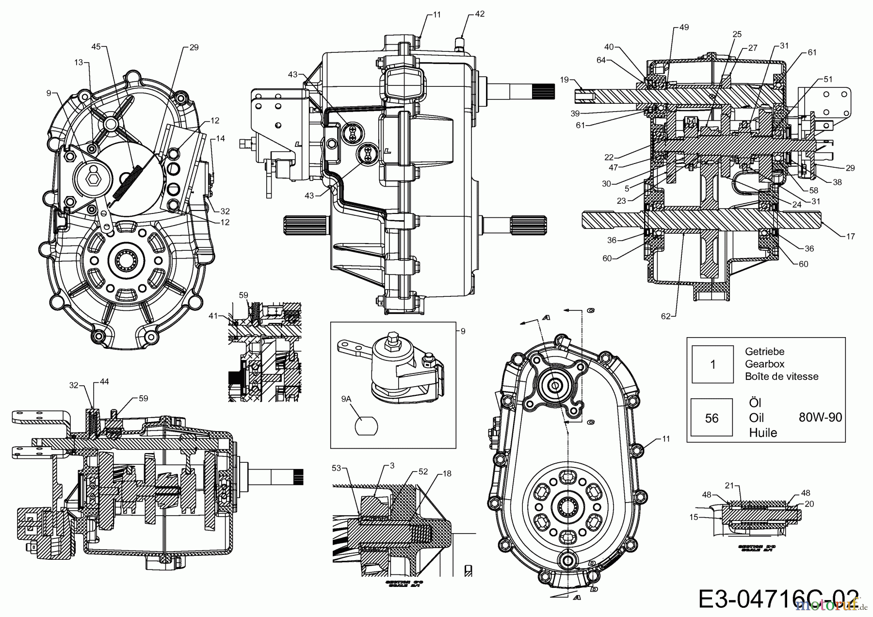  Cub Cadet Utility Vehicle 4x4 Cubstyle 37AK466D603  (2012) Getriebe 618-04726