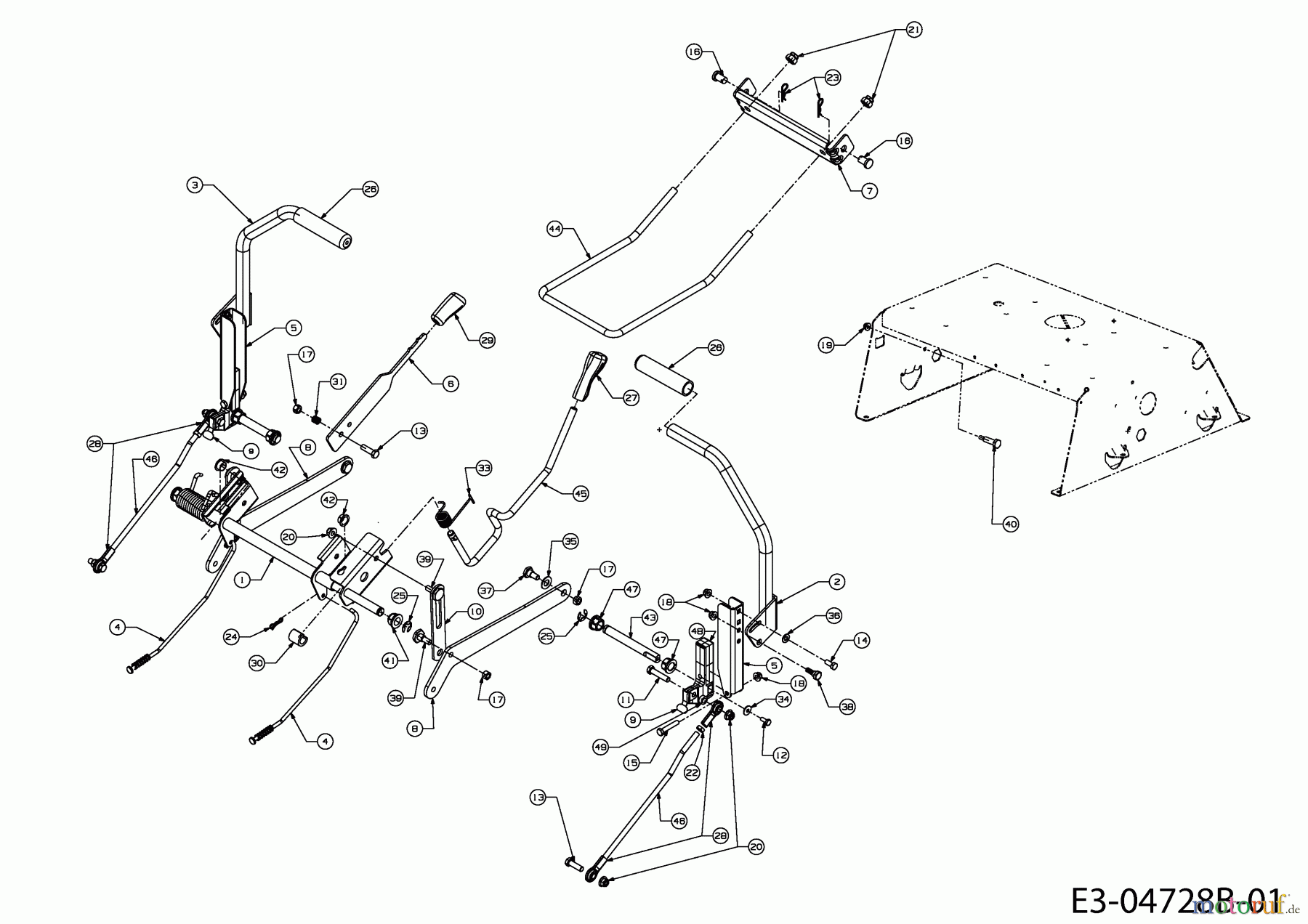  Massey Ferguson Zero Turn MF 50-22 ZT 17AI2ACP695  (2011) Mähwerksaushebung, Steuerhebel