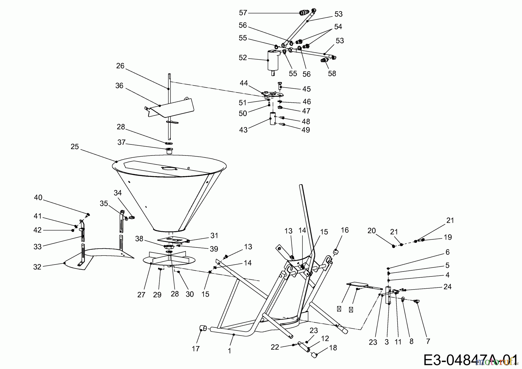 MTD Zubehör Zubehör Kompakttraktoren Streuer für CC 2000 RD Serie, 50 Liter 596-399-600 (2008) Grundgerät