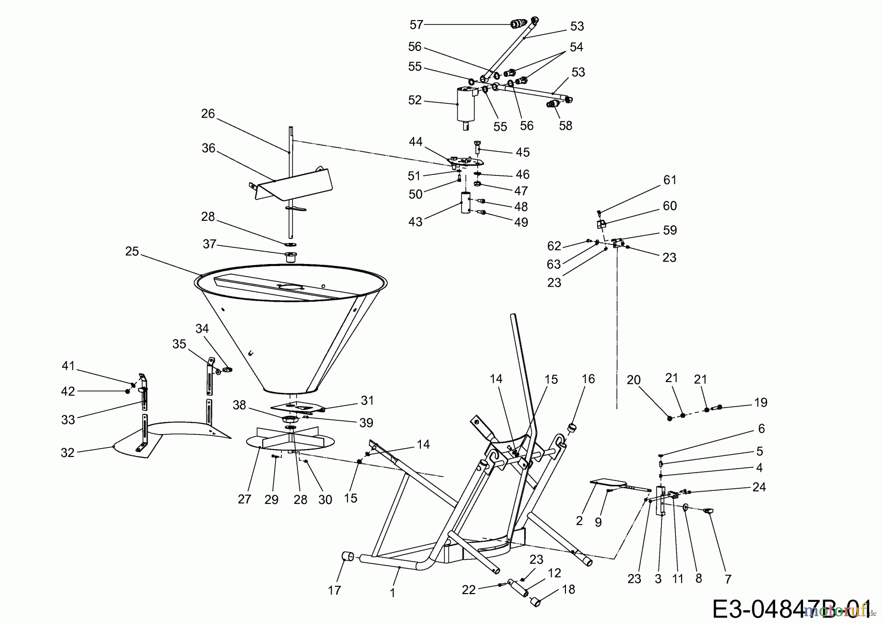 MTD Zubehör Zubehör Kompakttraktoren Streuer für CC 2000 RD Serie, 50 Liter 596-399-600  (2011) Grundgerät