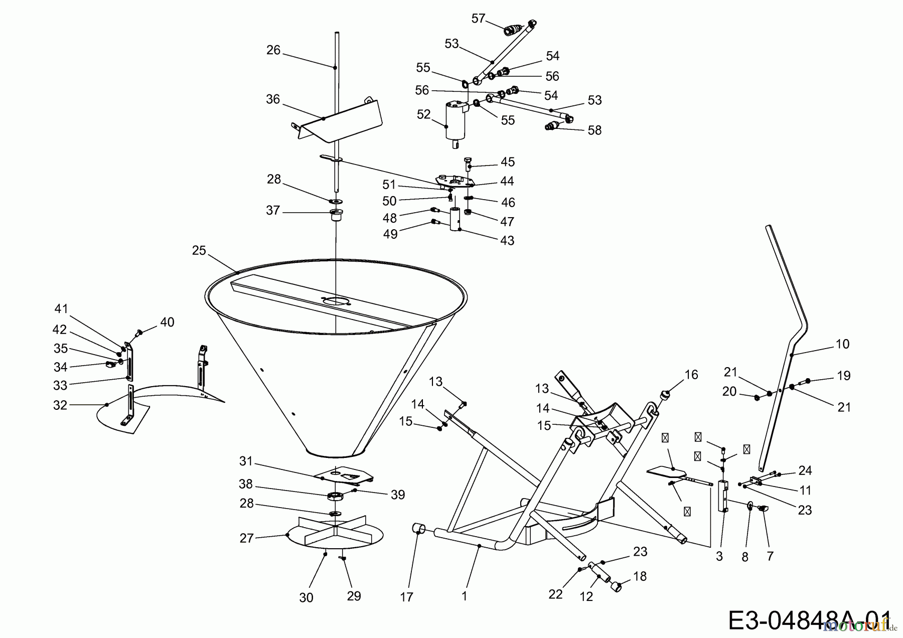  MTD Zubehör Zubehör Kompakttraktoren Streuer für CC 3000 RD Serie, 100 Liter 596-275-600  (2009) Grundgerät