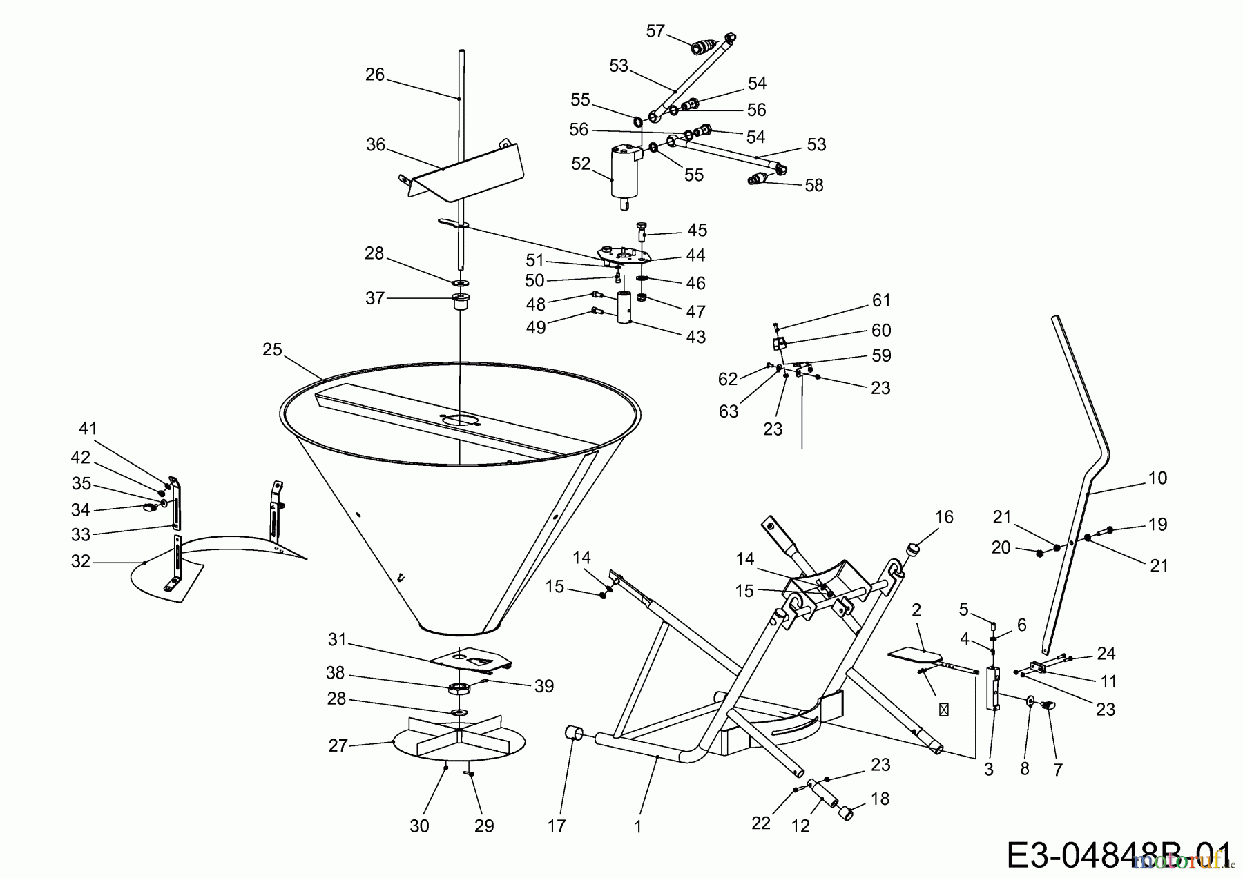 MTD Zubehör Zubehör Kompakttraktoren Streuer für CC 3000 RD Serie, 100 Liter 596-275-600  (2013) Grundgerät