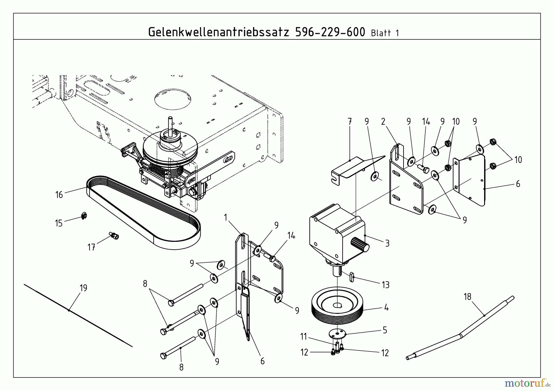  MTD Zubehör Zubehör Kompakttraktoren Antriebssatz Zapfwelle für CC 2000/3000 RD Serie 596-229-600  (2009) Bowdenzug, Keilriemen, Winkelgetriebe