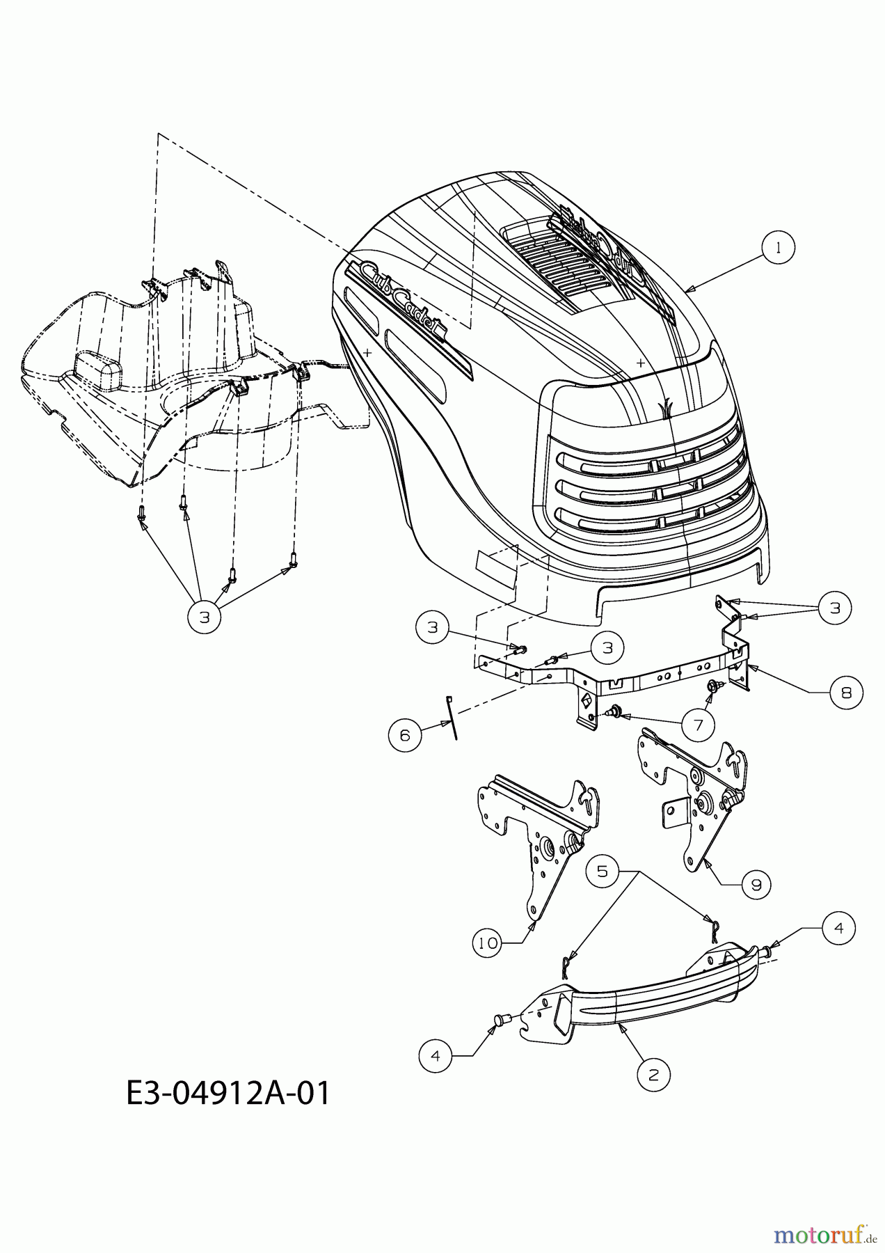 Cub Cadet Rasentraktoren CC 1015 RD-E 13CV51CE403 (2009) Motorhaube C-Style
