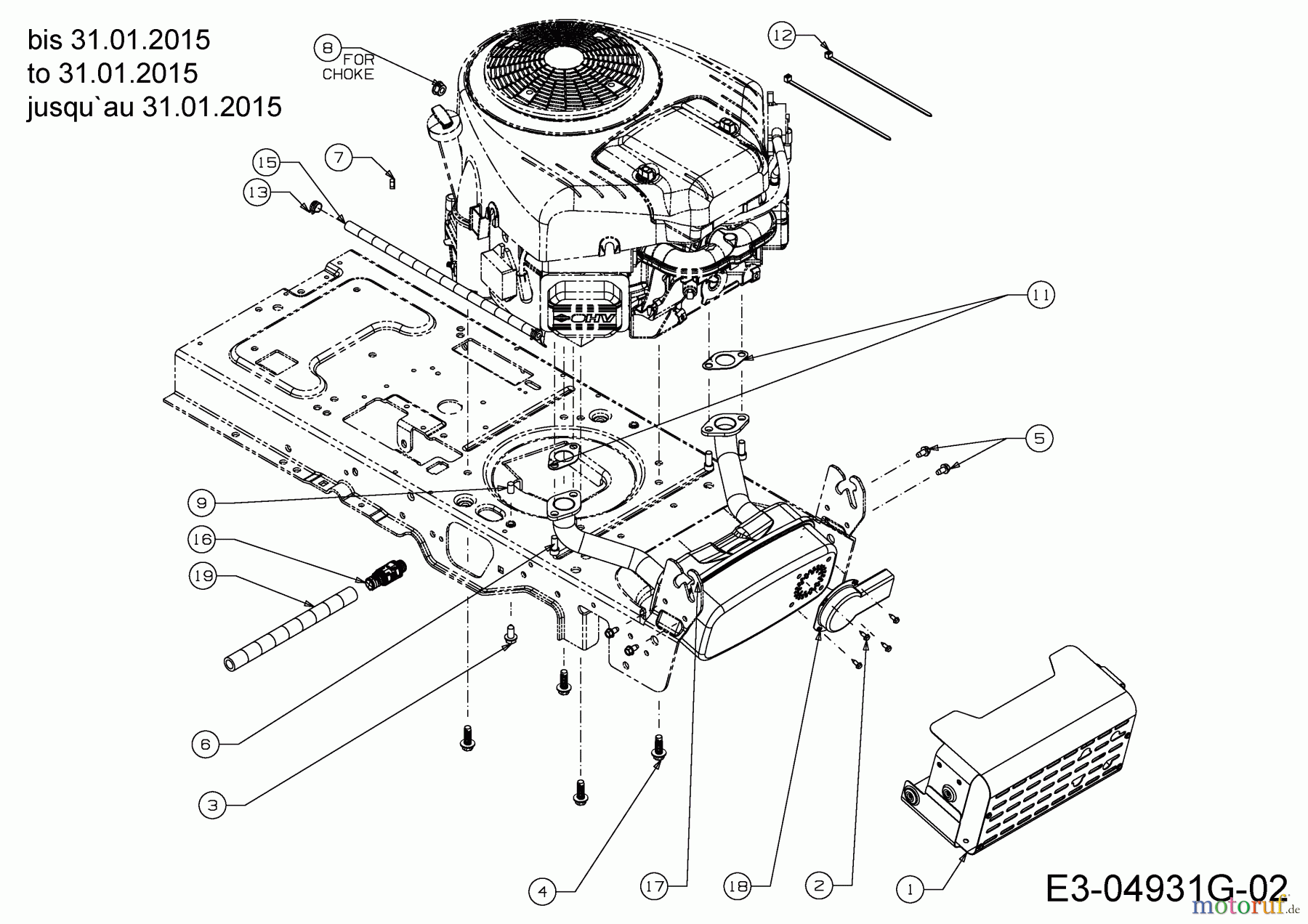Okay Rasentraktoren Master Cut 105-15/200 H 13HU99KN675 (2015) Motorzubehör bis 31.01.2015