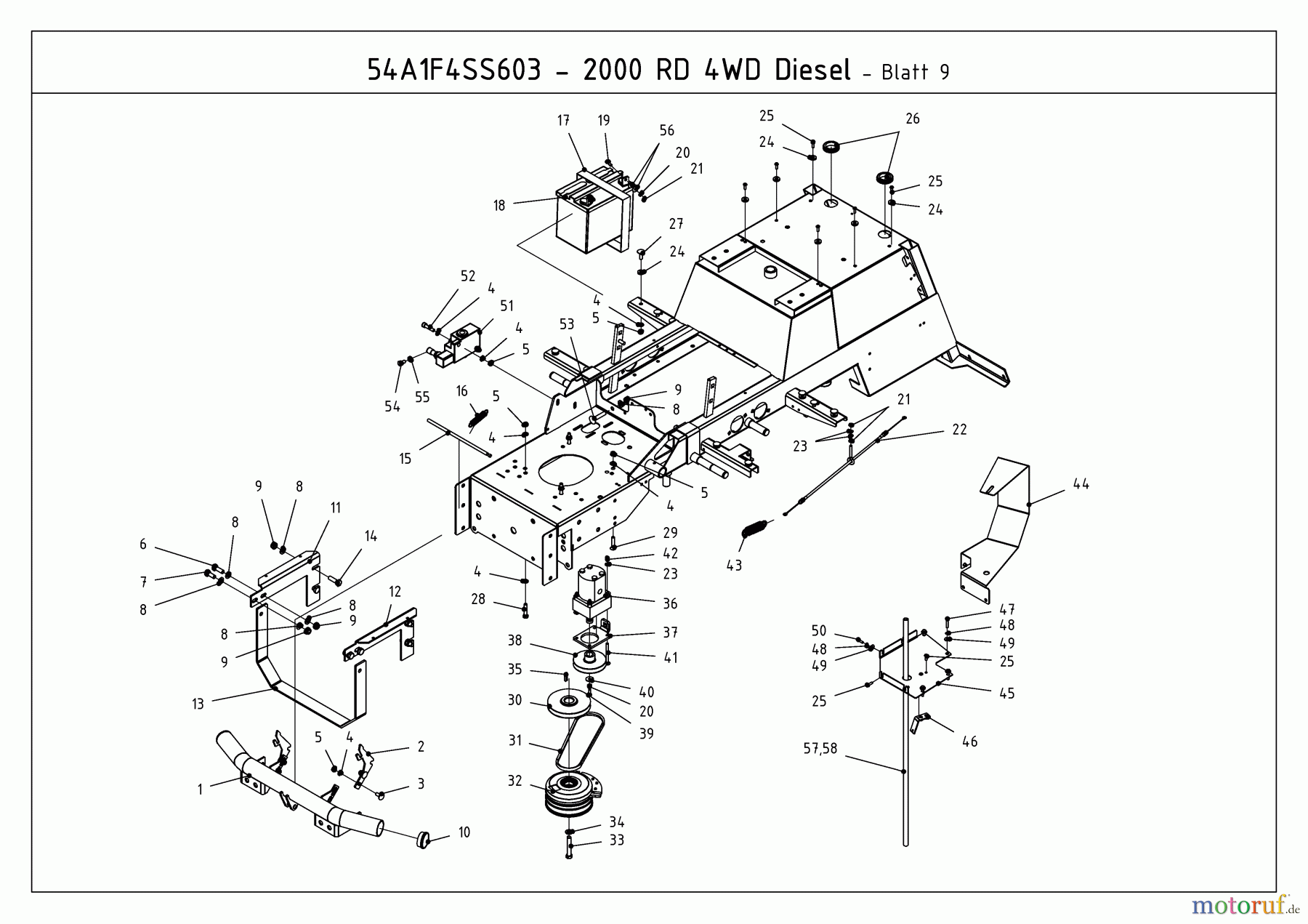  Cub Cadet Kompakttraktoren CC 2000 RD 4 WD 54A1F4SS603  (2009) Batterie, Elektromagentkupplung, Hydraulikpumpe