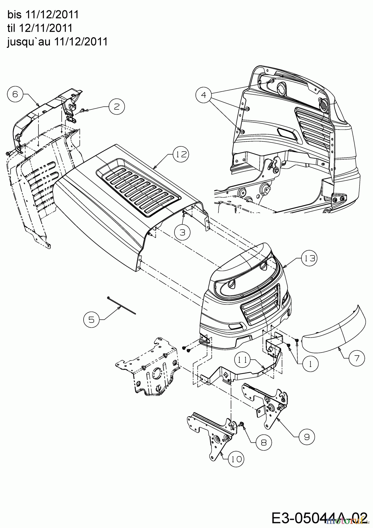  Fair Way Rasentraktoren FW 96 13CH761F617  (2012) Motorhaube 1-Style bis 11/12/2011