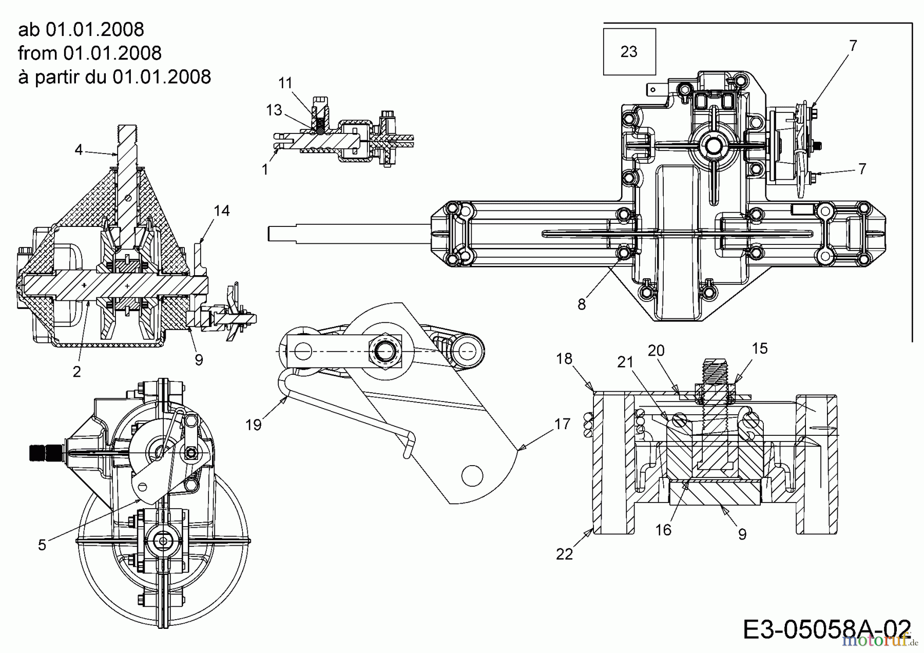 Gutbrod Rasentraktoren DLX 96 SA 13AV606F690  (2008) Getriebe 618-04566 ab 01.01.2008