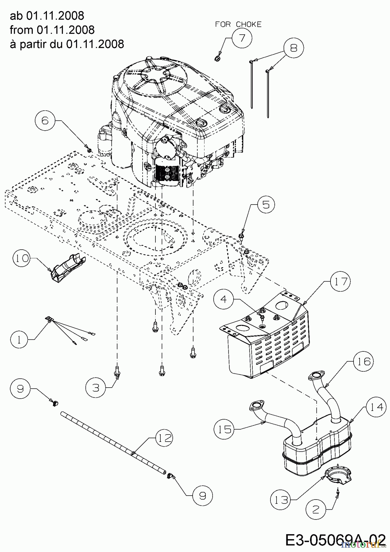 MTD Rasentraktoren Platinum SD 25/107 H 13AI793G686  (2009) Motorzubehör ab 01.11.2008