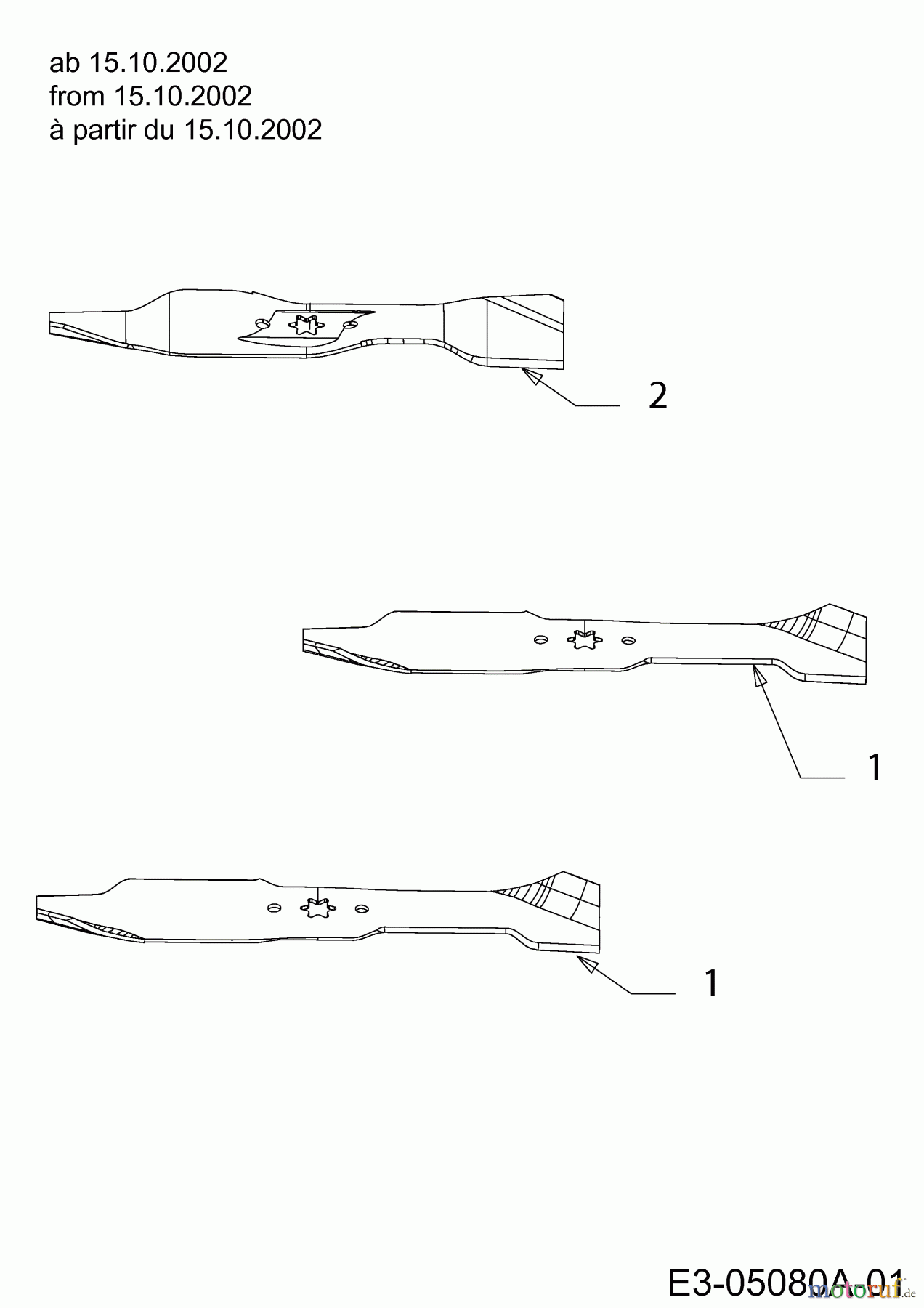 MTD Gartentraktoren G 200 14AQ808H678  (2003) Messer ab 15.10.2002