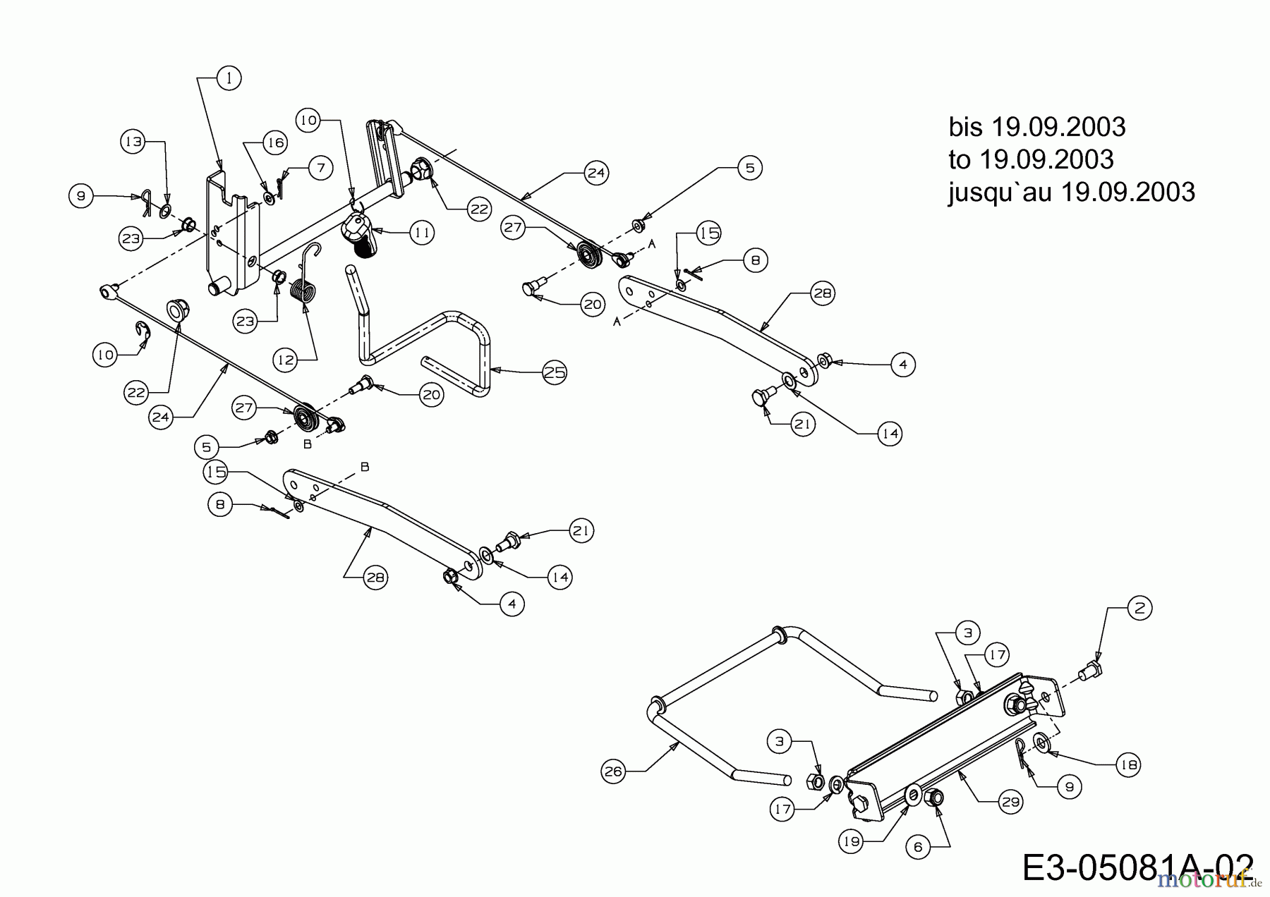 MTD Gartentraktoren G 200 14AQ808H678  (2003) Mähwerksaushebung bis 19.09.2003