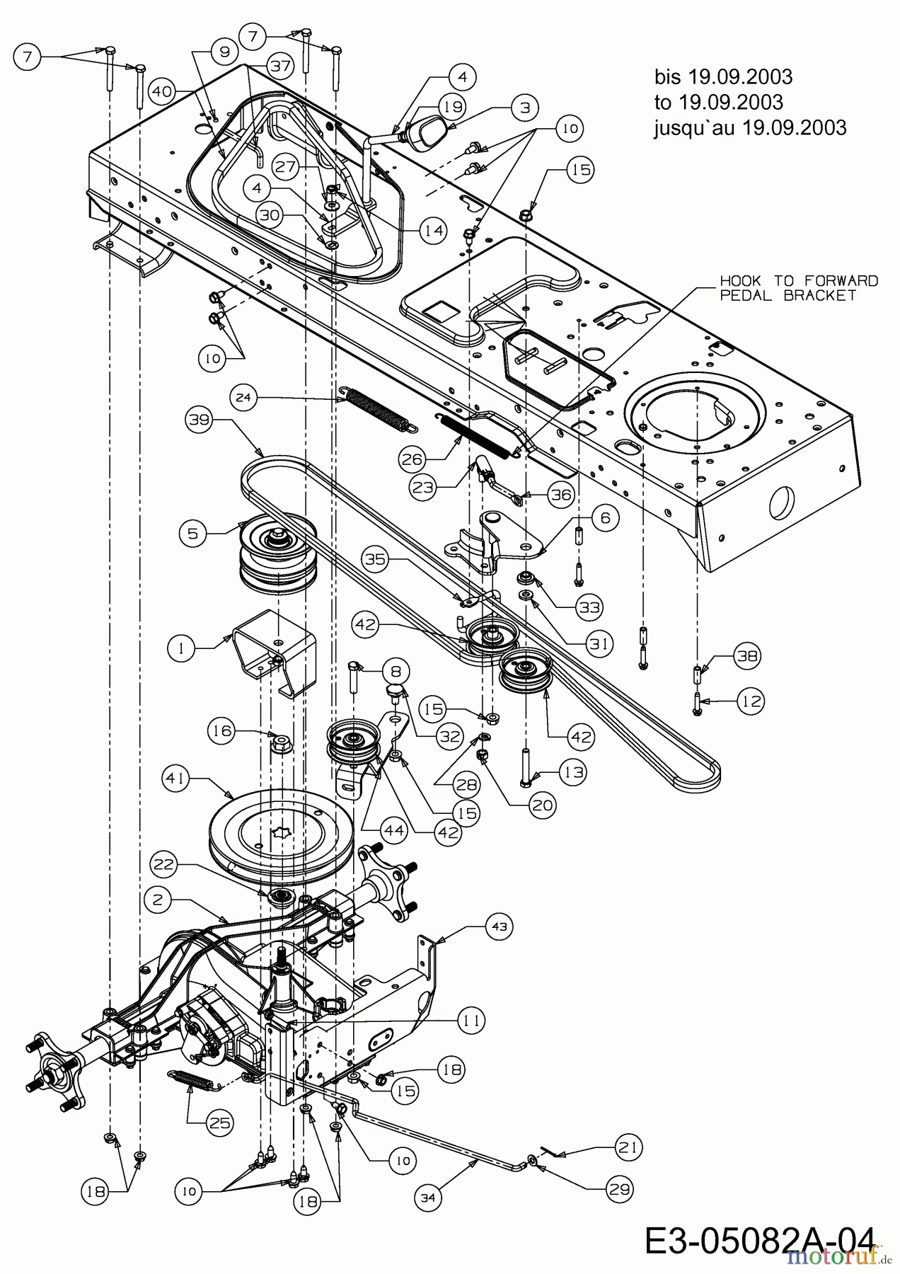  Yard-Man Gartentraktoren AH 8220 14BU804H643  (2004) Fahrantrieb bis 19.09.2003