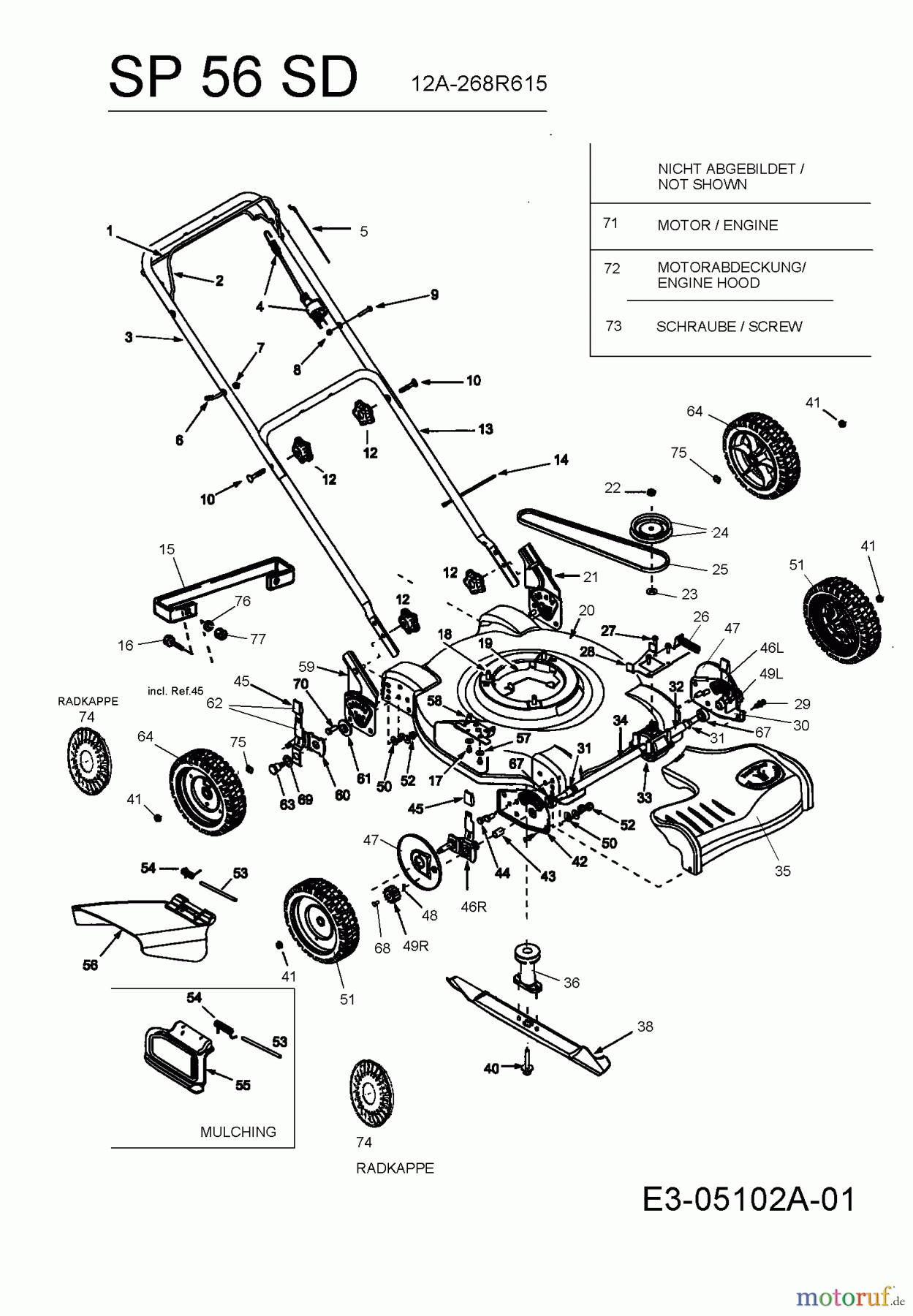 MTD Motormäher mit Antrieb SP 56 SD 12A-268R615 (2009) Grundgerät