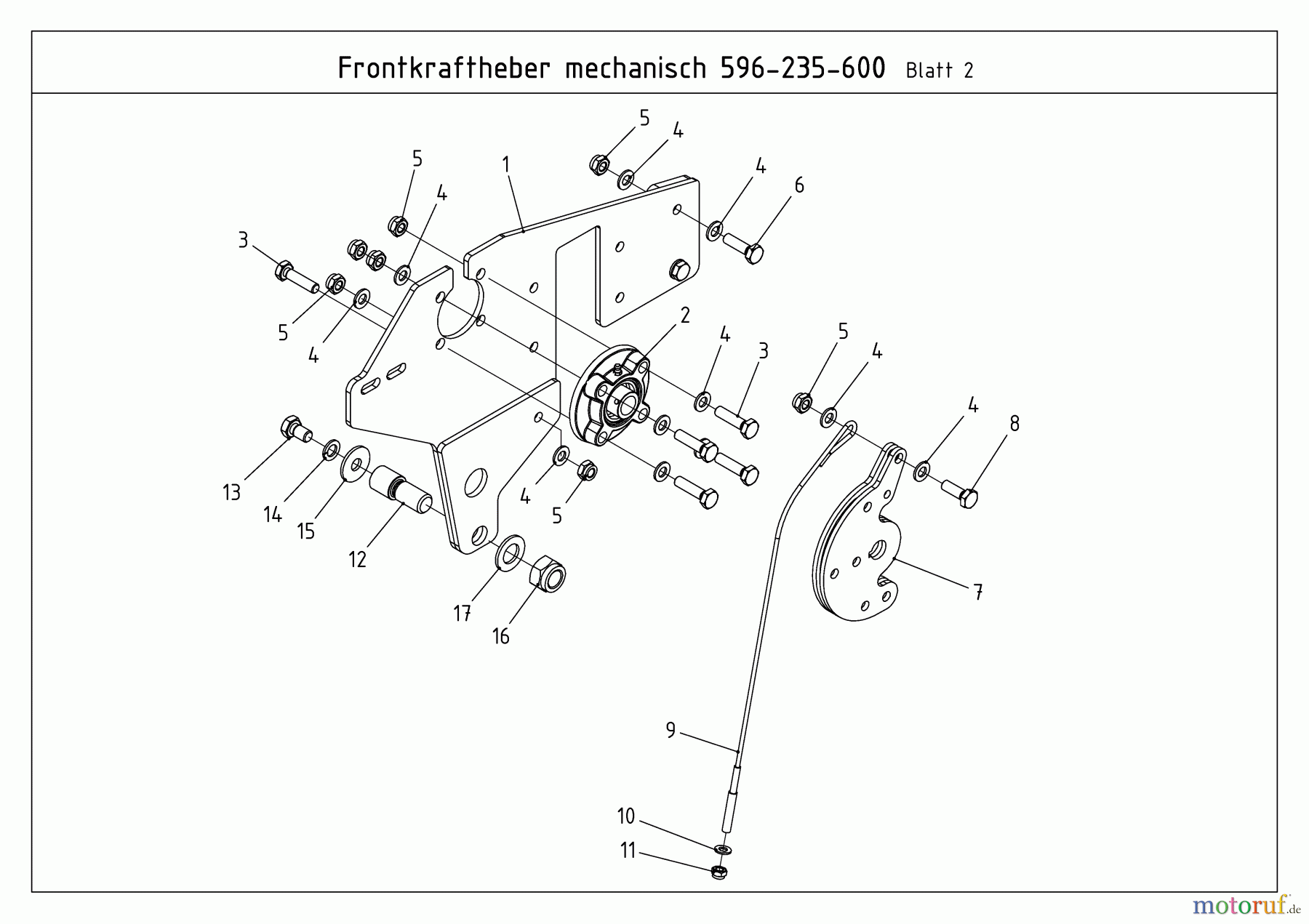  MTD Zubehör Zubehör Kompakttraktoren Frontkuppeldreieck für CC 2000/3000 RD Serie, mechanisch 596-235-600  (2012) Träger links