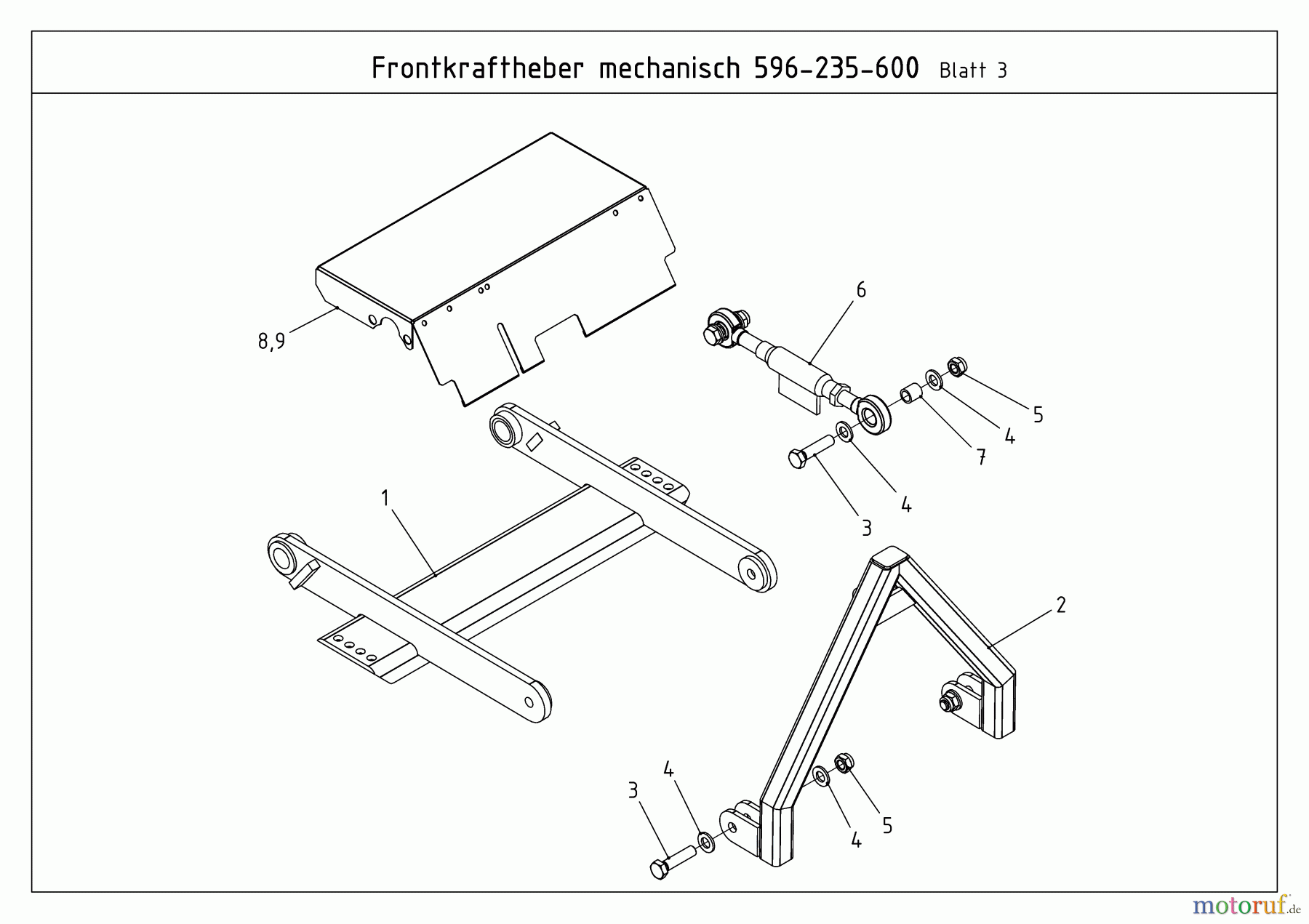  MTD Zubehör Zubehör Kompakttraktoren Frontkuppeldreieck für CC 2000/3000 RD Serie, mechanisch 596-235-600  (2012) Frontkraftheber mechanisch