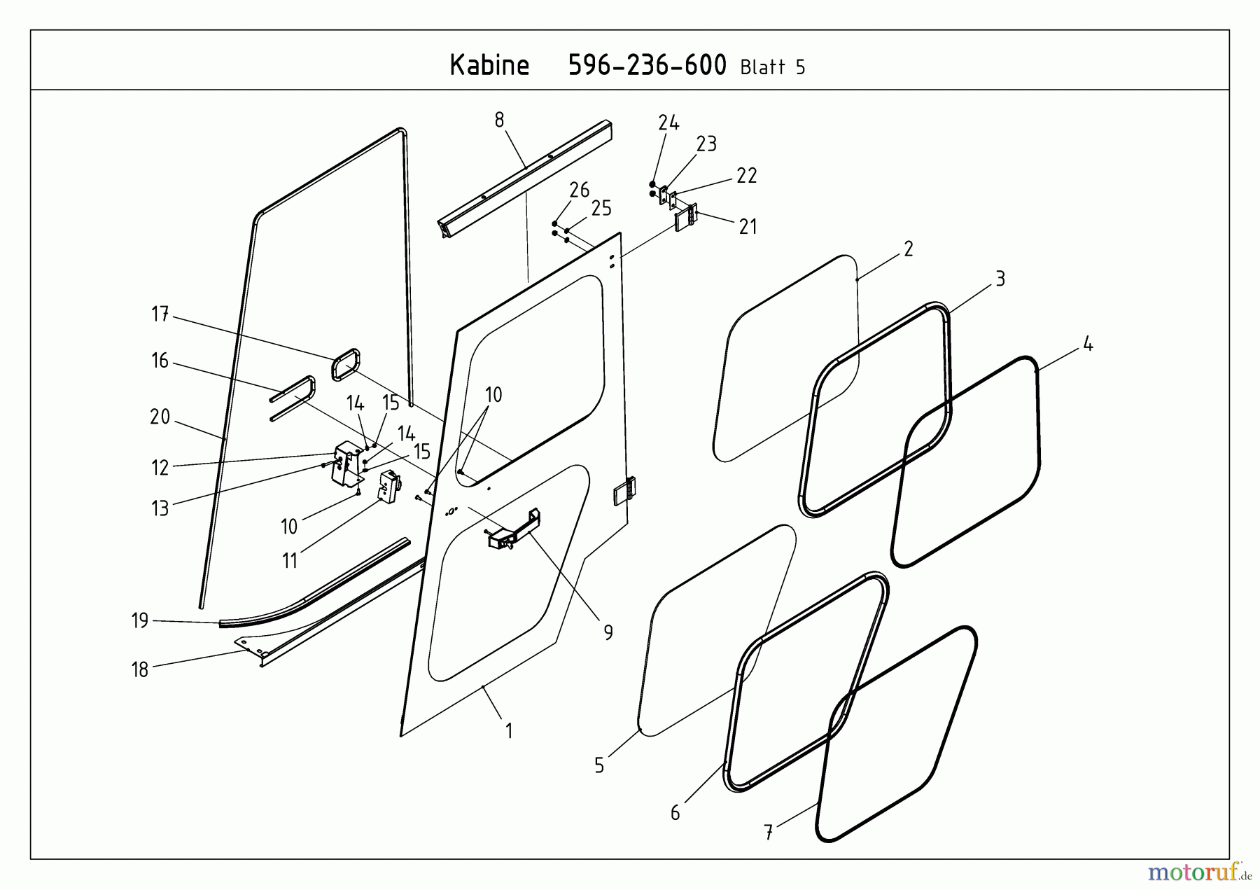 MTD Zubehör Zubehör Kompakttraktoren Kabine für CC 2000/3000 RD Serie 596-236-600 (2009) Tür links