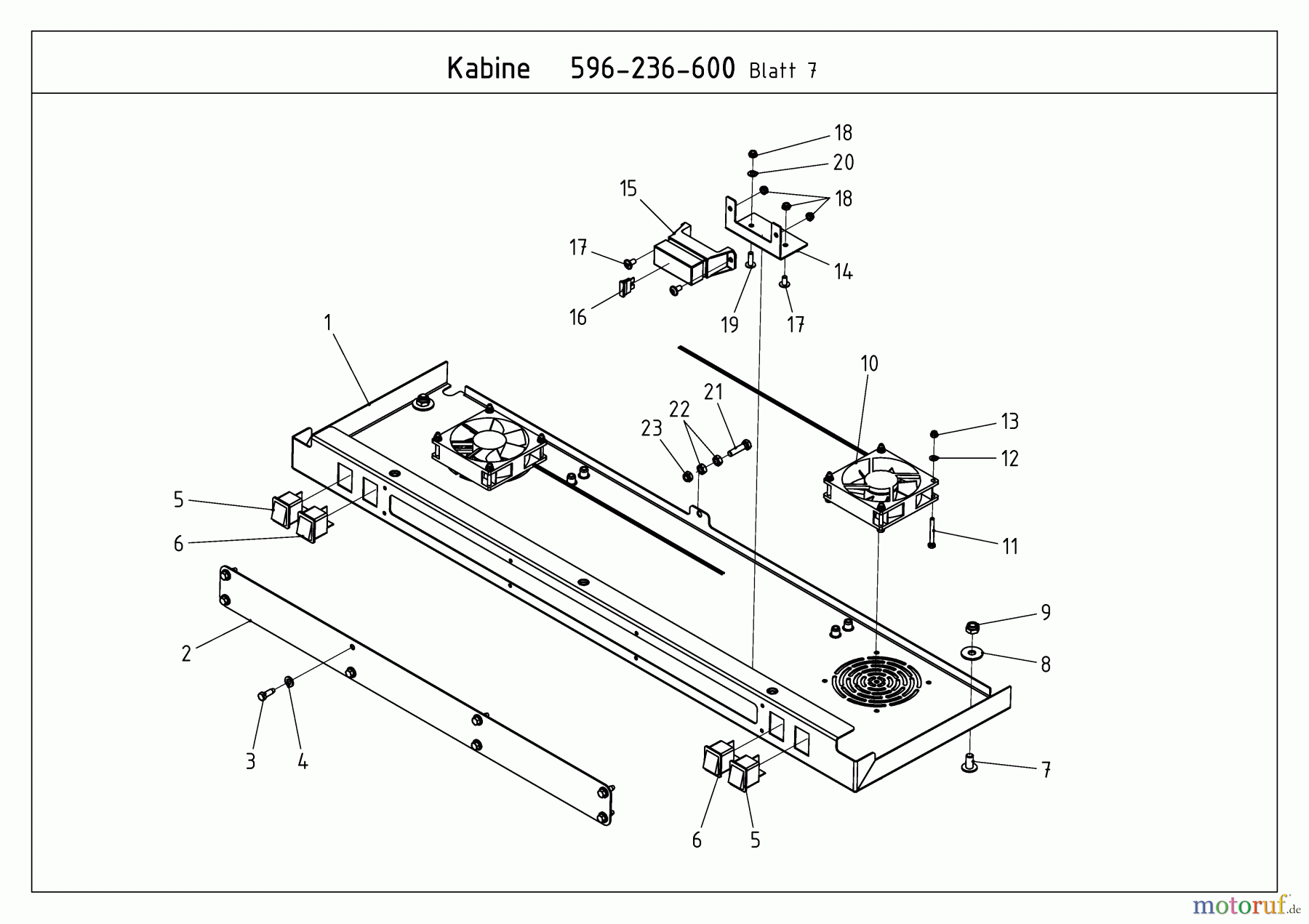  MTD Zubehör Zubehör Kompakttraktoren Kabine für CC 2000/3000 RD Serie 596-236-600  (2009) Lüfter, Sicherungsdose