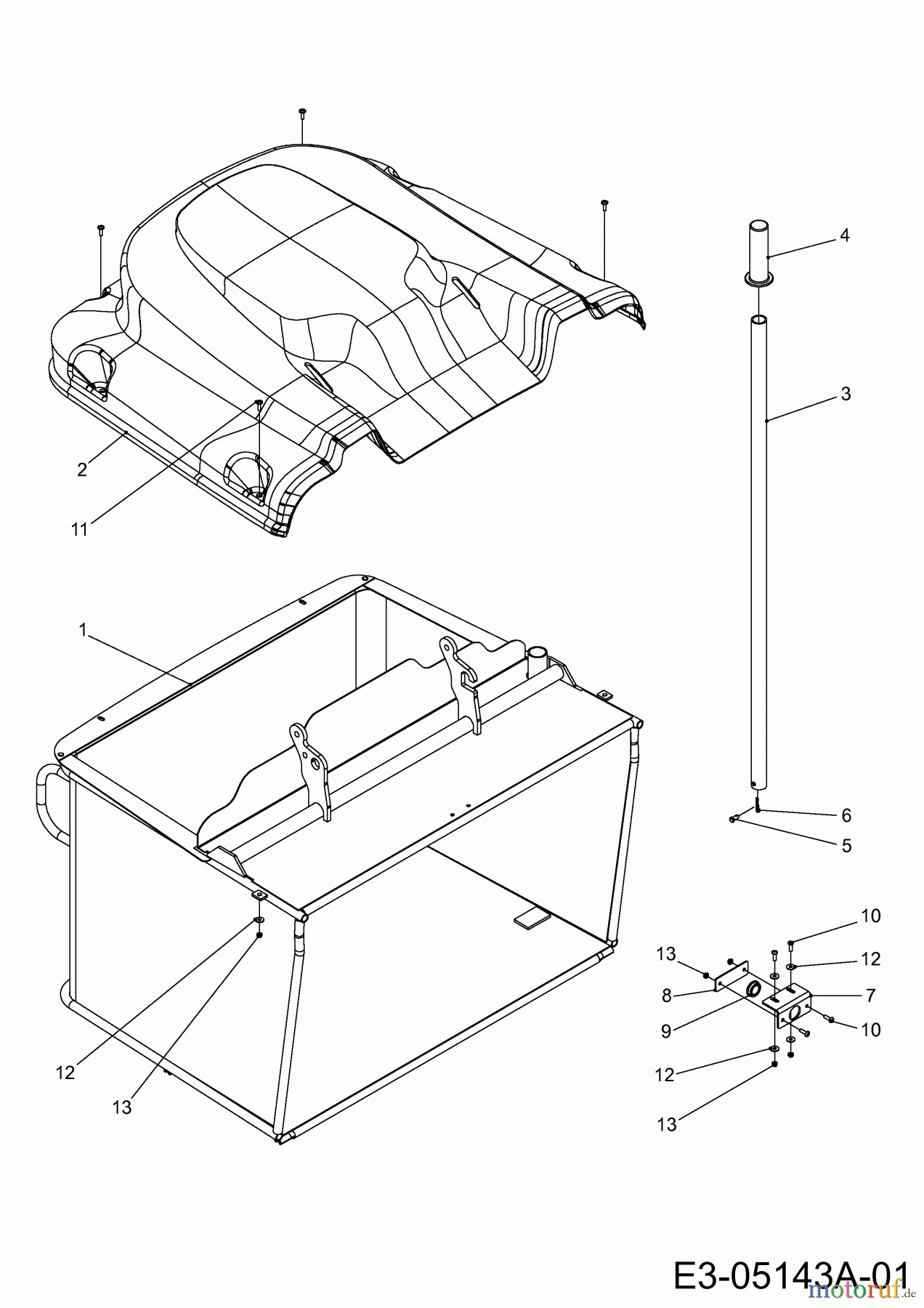 MTD Zubehör Zubehör Kompakttraktoren Grasfangvorrichtung inkl. Entleerung für CC 2000/3000 RD Serie, 350 l Box, Manuelle Leerung 596-205-600 (2012) Grasfangkorb 350 Liter