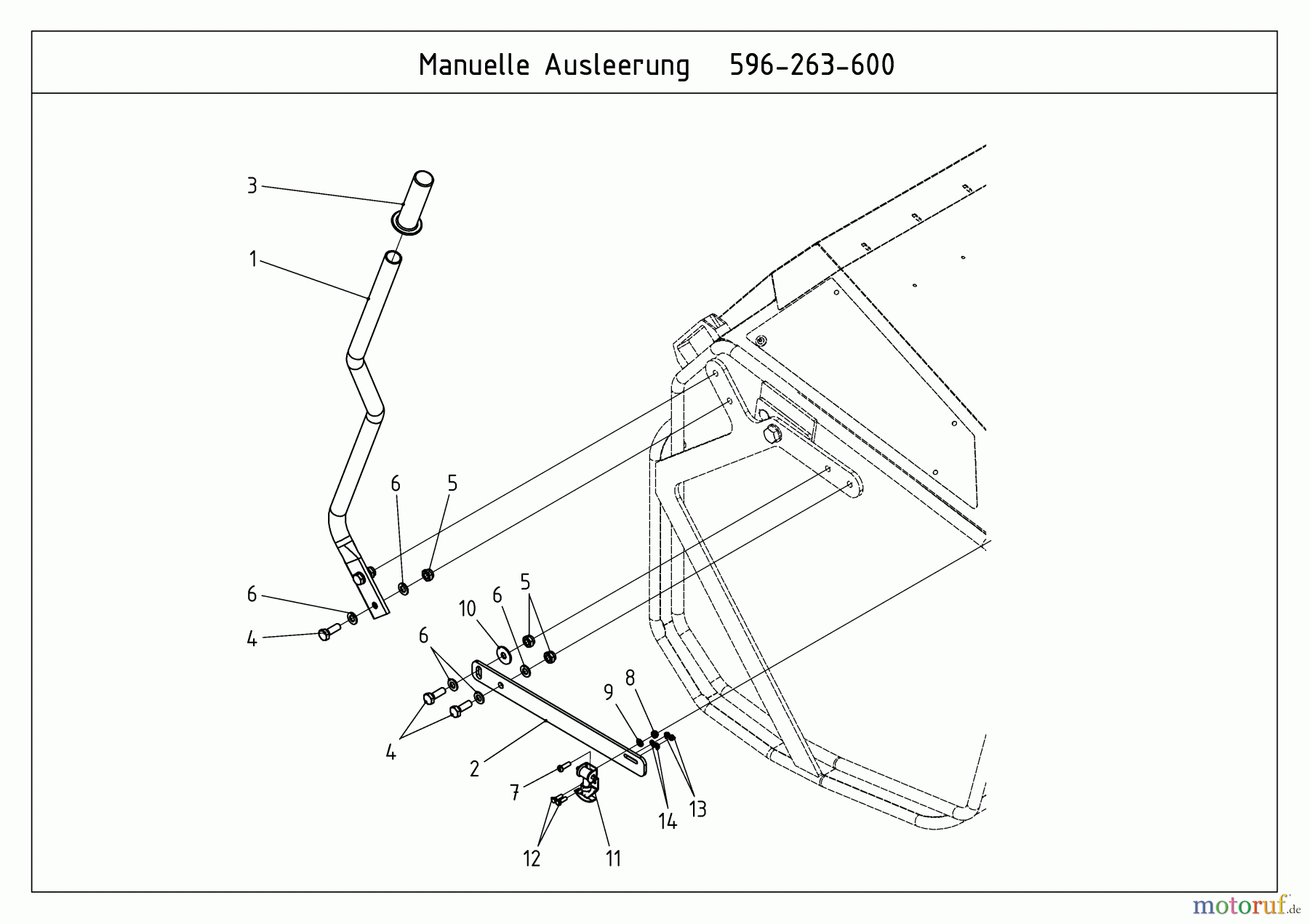 MTD Zubehör Zubehör Kompakttraktoren Grasfangvorrichtung inkl. Entleerung für CC 2000/3000 RD Serie, Handhebel manuelle Entleerung für 450 l Box 596-263-600 (2009) Handhebel