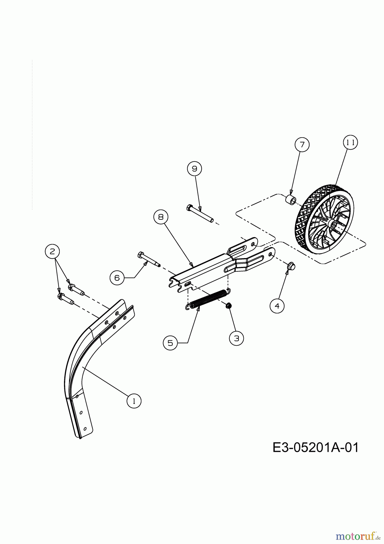 Wolf-Garten Motorhacken T 61 B 3666000  (2010) Bremssporn, Stützrad