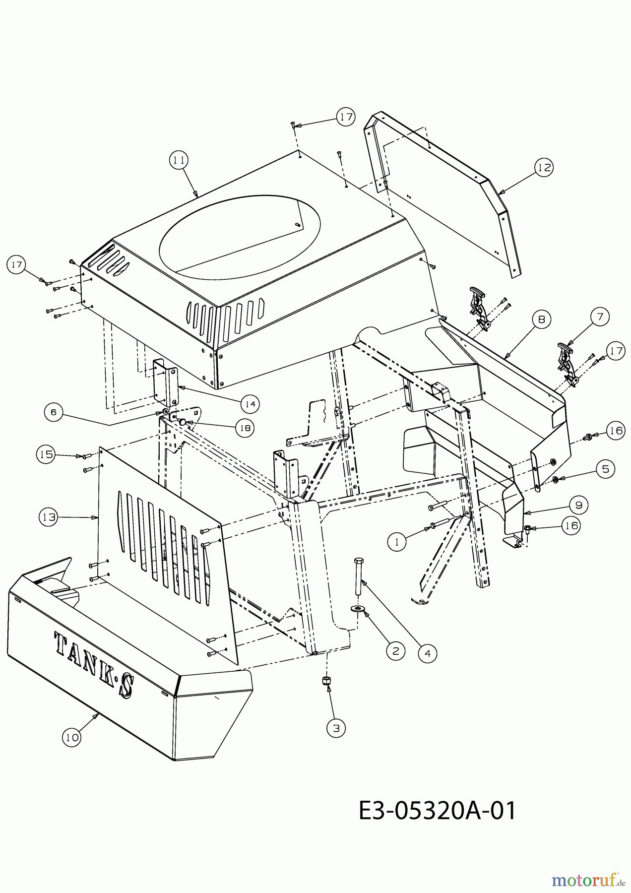 Cub Cadet Zero Turn Tank S 53AY8DU6603 (2010) Motorabdeckung bis 28.10.2009