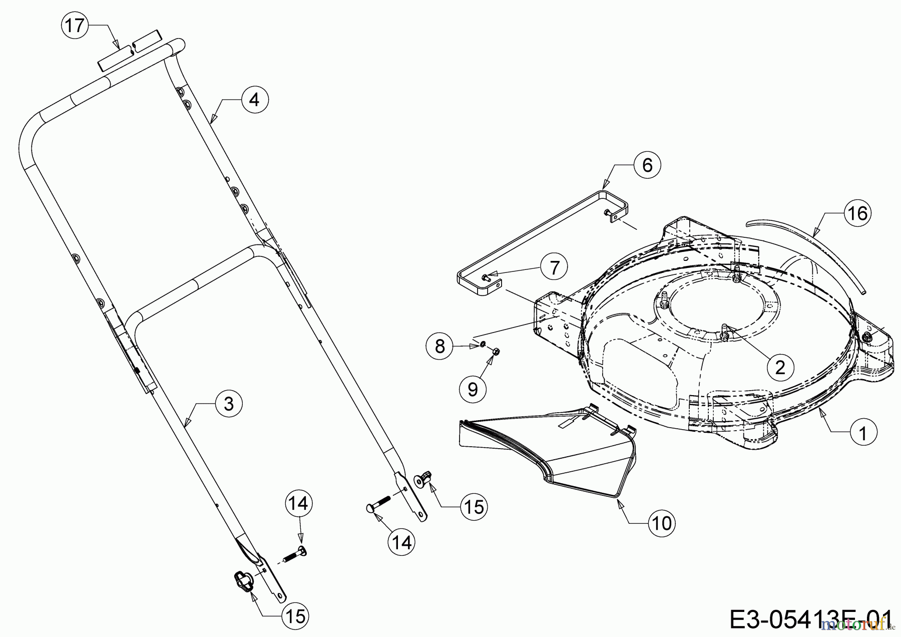 Cub Cadet Motormäher LM 2 DP 46 11E-70JT603 (2017) Deflektor, Holm, Mähwerksgehäuse