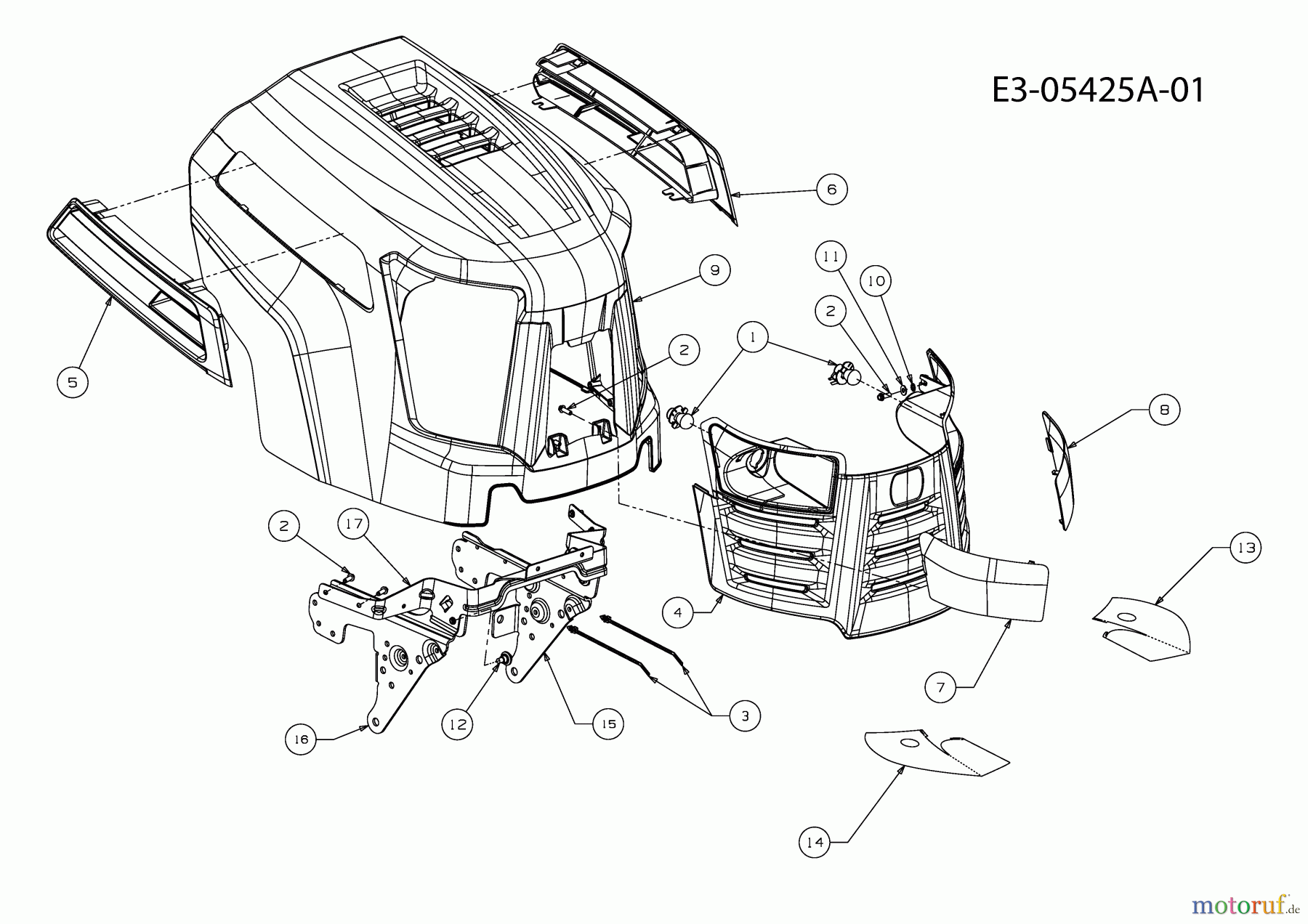 Cub Cadet Rasentraktoren CC 1016 RD-E 13CG51AE603 (2010) Motorhaube A-Style