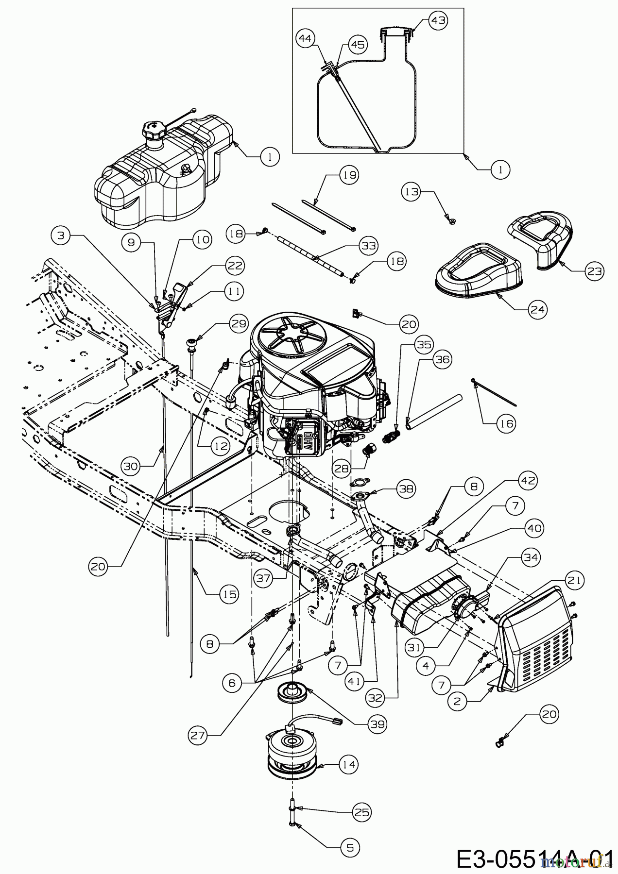 Cub Cadet Zero Turn FMZ 48 17BI4BFY603 (2010) Elektromagnetkupplung, Motorzubehör, Tank