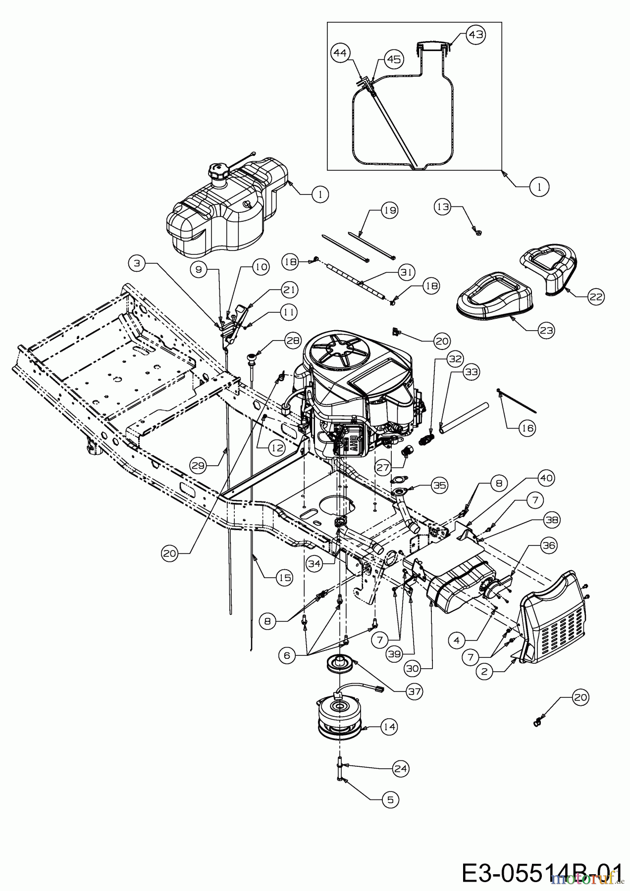  Cub Cadet Zero Turn FMZ 50 17CI4BFP603  (2011) Elektromagnetkupplung, Motorzubehör, Tank