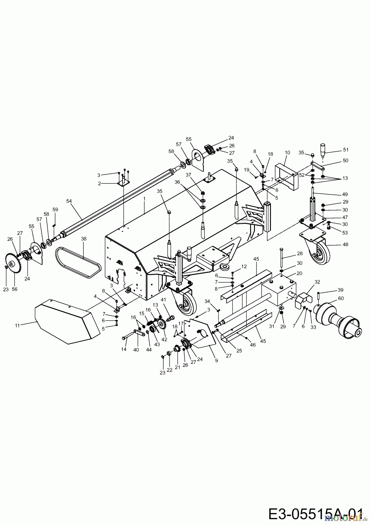 MTD Zubehör Zubehör Kompakttraktoren Frontkehrmaschine für CC 2000/3000 RD Serie, mechanisch 596-219-600 (2010) Gelenkwelle, Kehrkasten, Räder, Winkelgetriebe