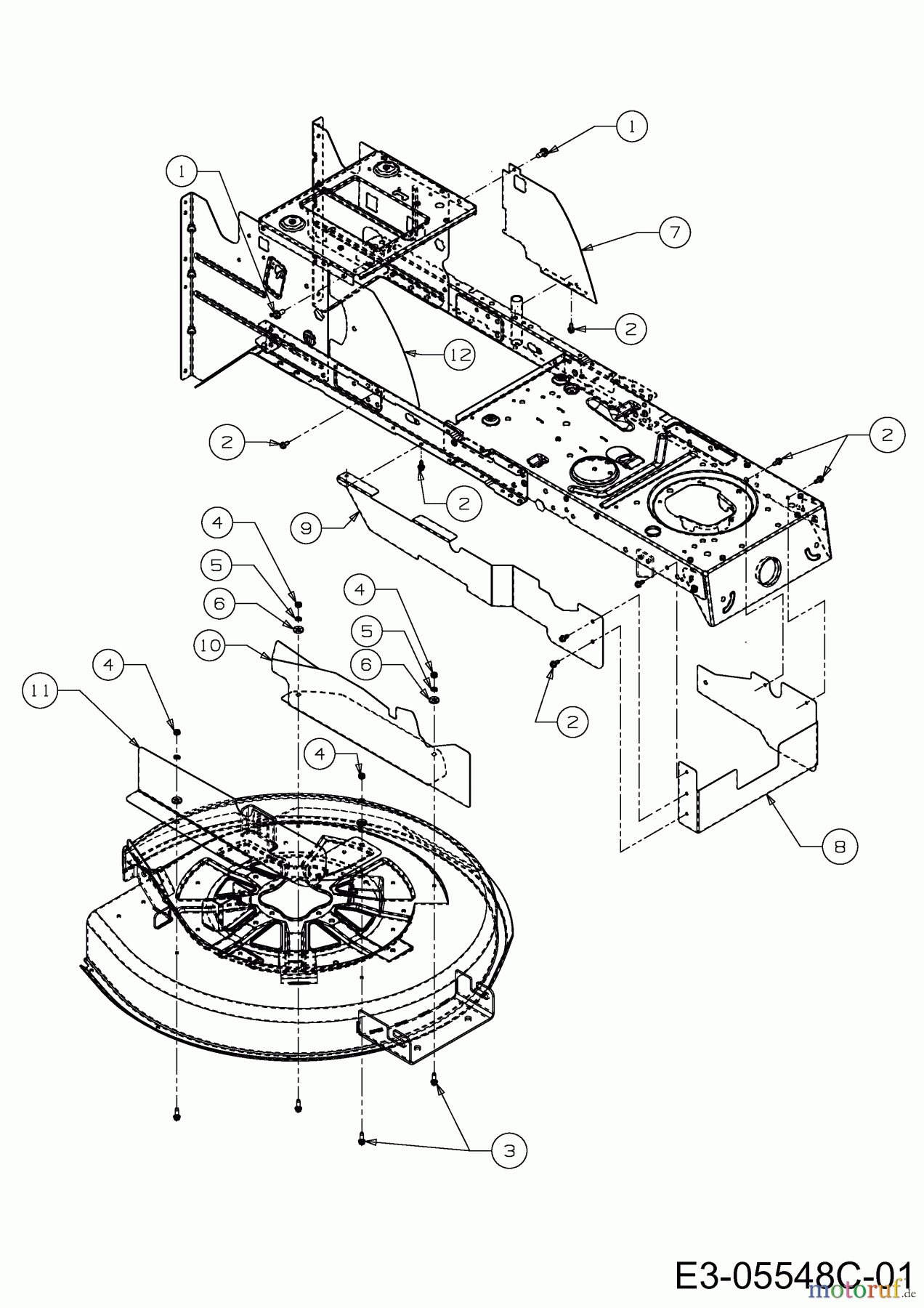 Cub Cadet Rasentraktoren CC 714 HA 13B271DA603 (2014) Abdeckungen Mähwerk A,C (30