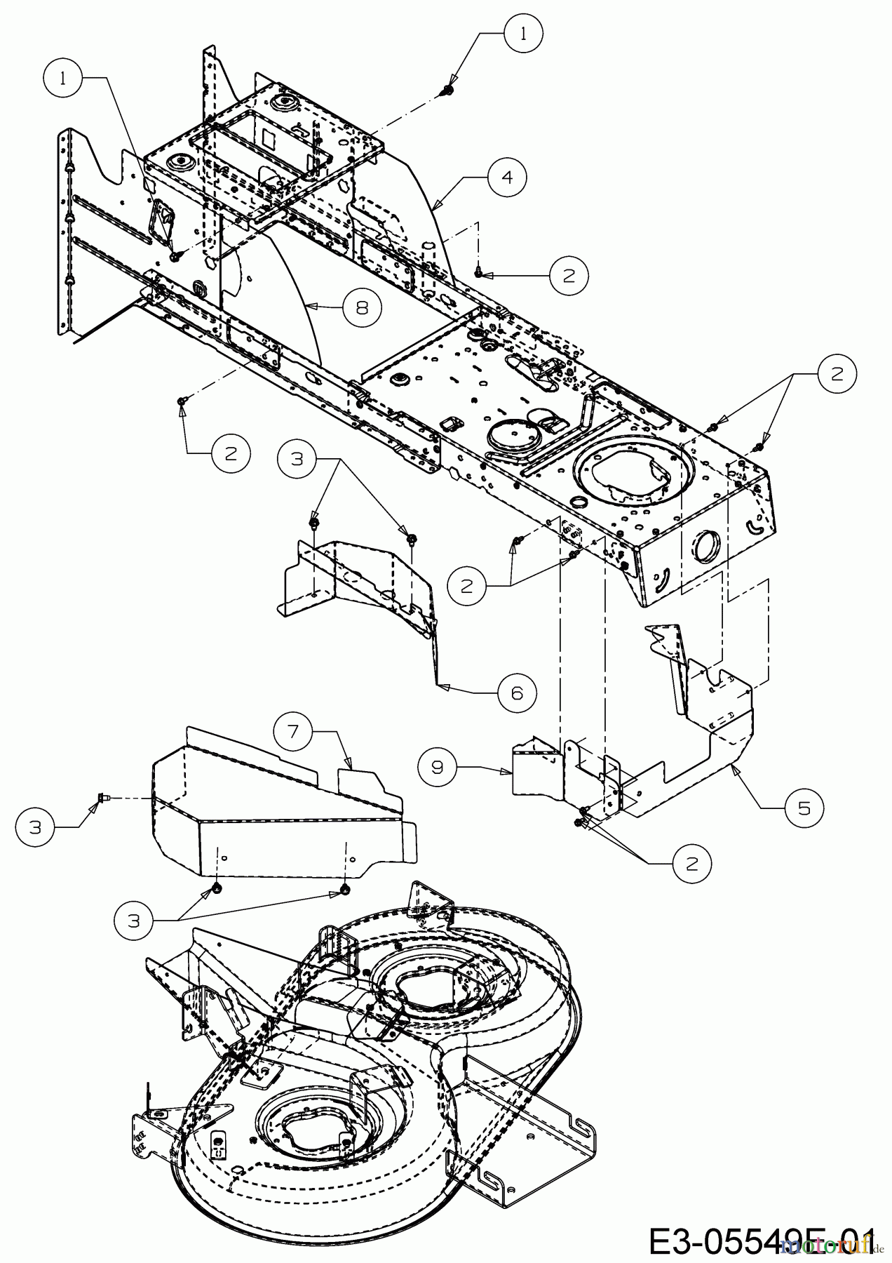 Riwall Rasentraktoren RLT 92 H 13A2715E676 (2018) Abdeckungen Mähwerk E (36