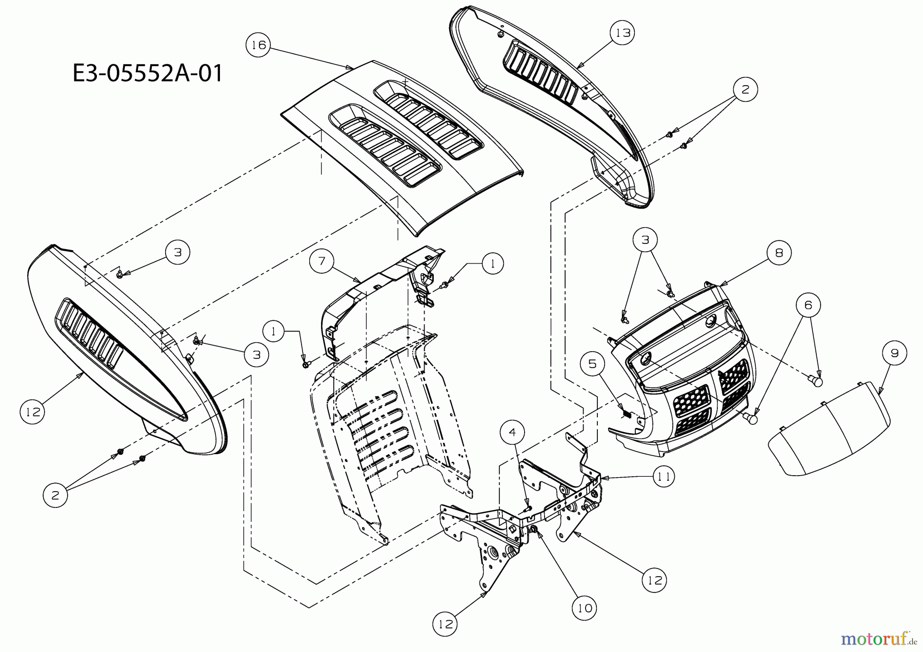 B Power Rasentraktoren BT 155/96 LH 13CM793F615 (2011) Motorhaube 3-Style