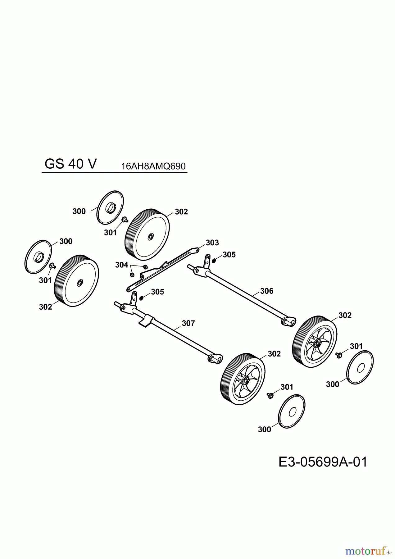 Gutbrod Motorvertikutierer GS 40 V 16AH8AMQ690 (2010) Achsen, Räder