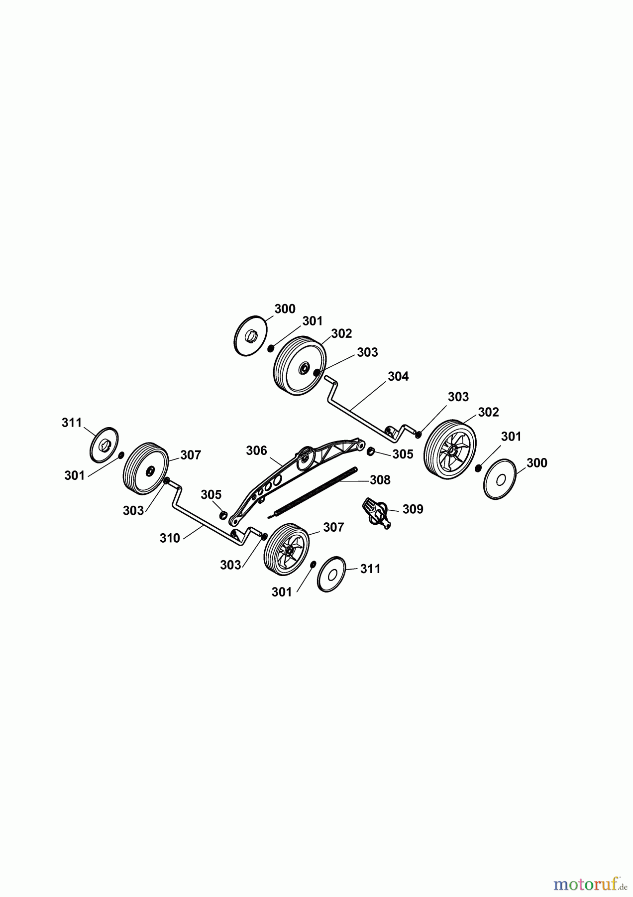 Wolf-Garten Elektromäher 541 5000141 Serie A (2010) Räder, Schnitthöhenverstellung